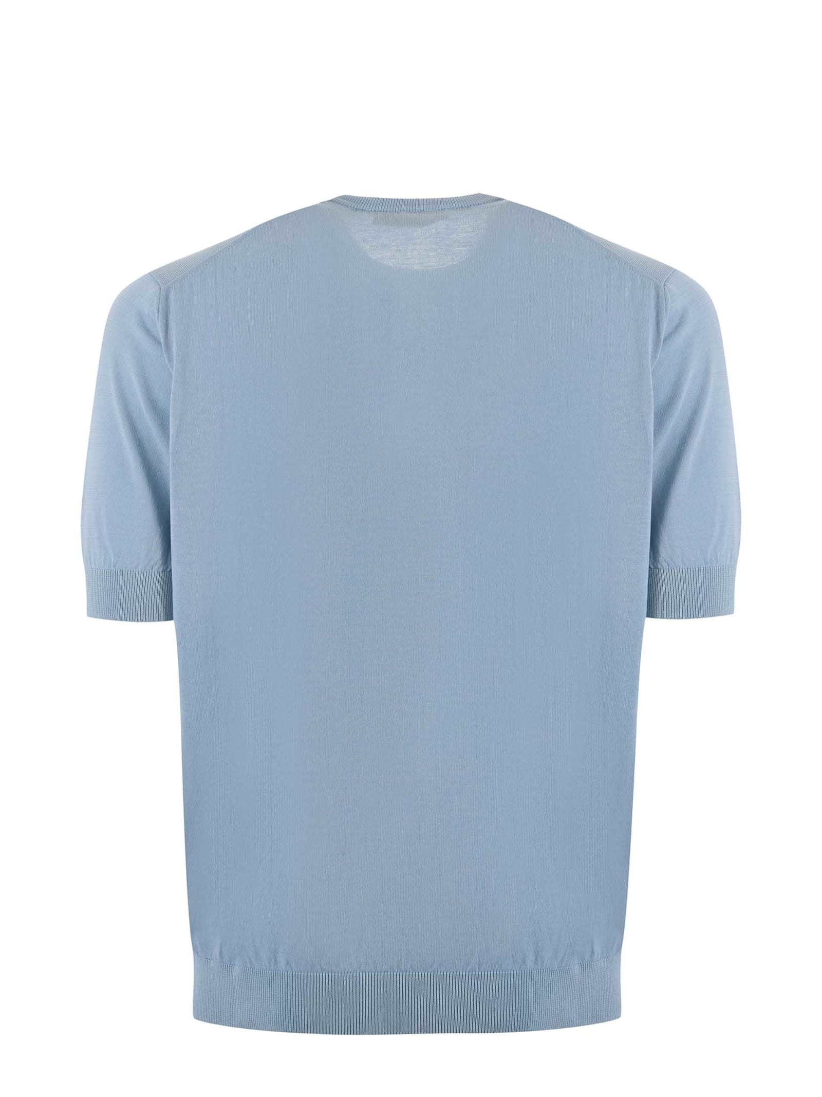 Shop Filippo De Laurentiis T-shirt In Cotton Thread In Celeste