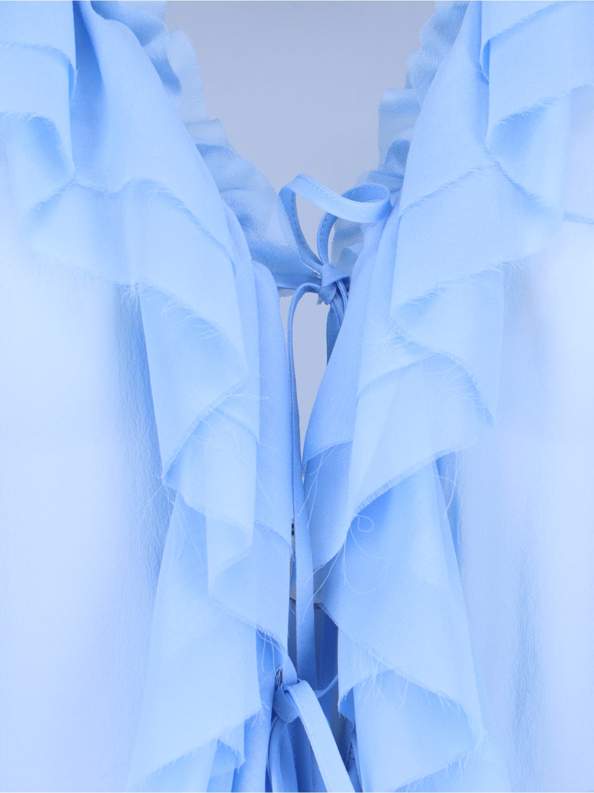 Shop The Seafarer Ruffled Detail Shirt In Light Blue