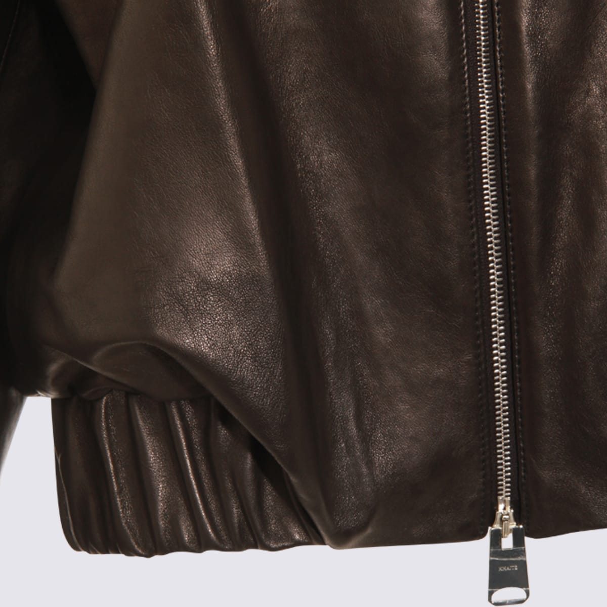 Khaite Black Leather Jacket In Brown