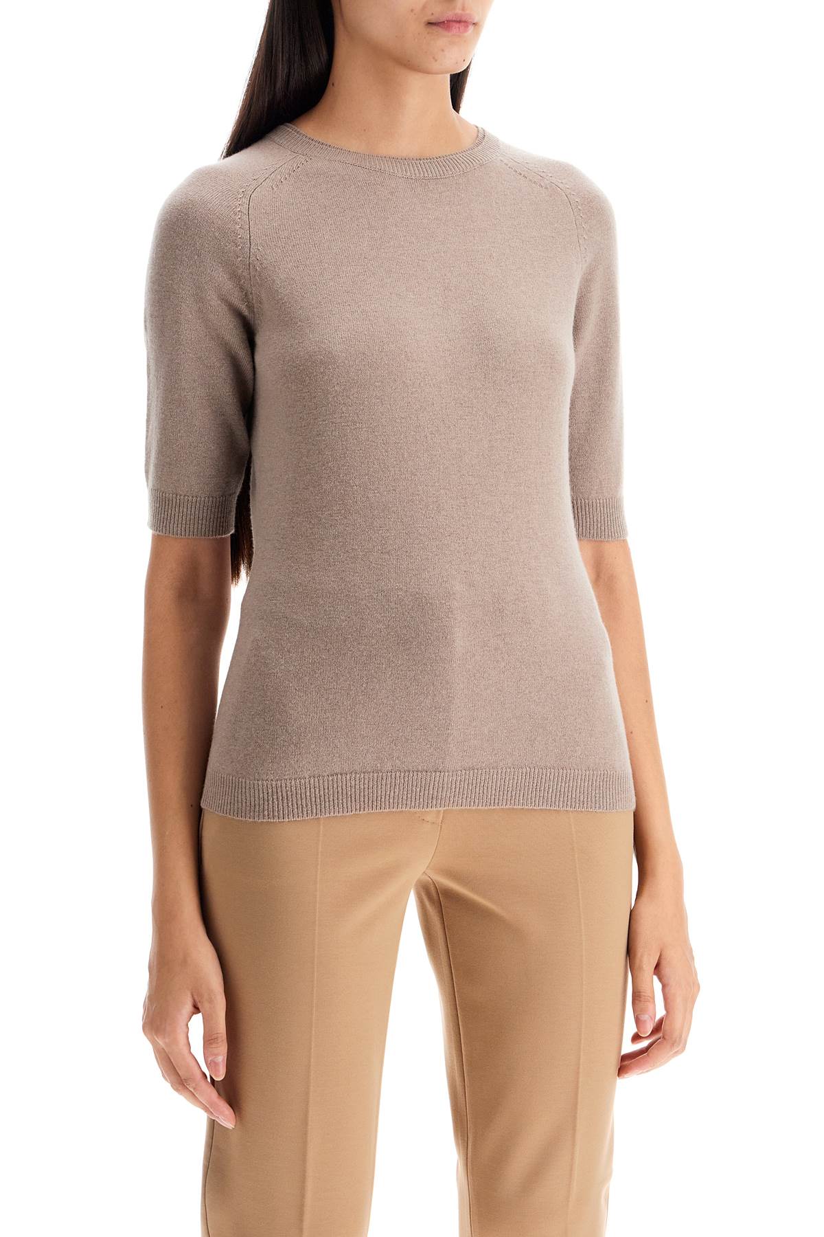 Shop Max Mara Wool And Cashmere Knit Top C In Tortora