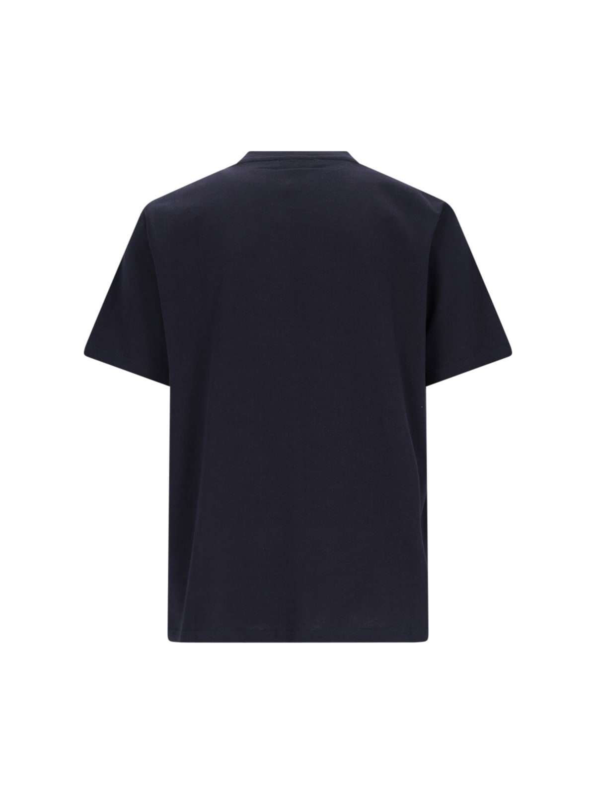 Jw Anderson Blue Crewneck T-shirt With Logo Embroidery On The Front In Darknavy