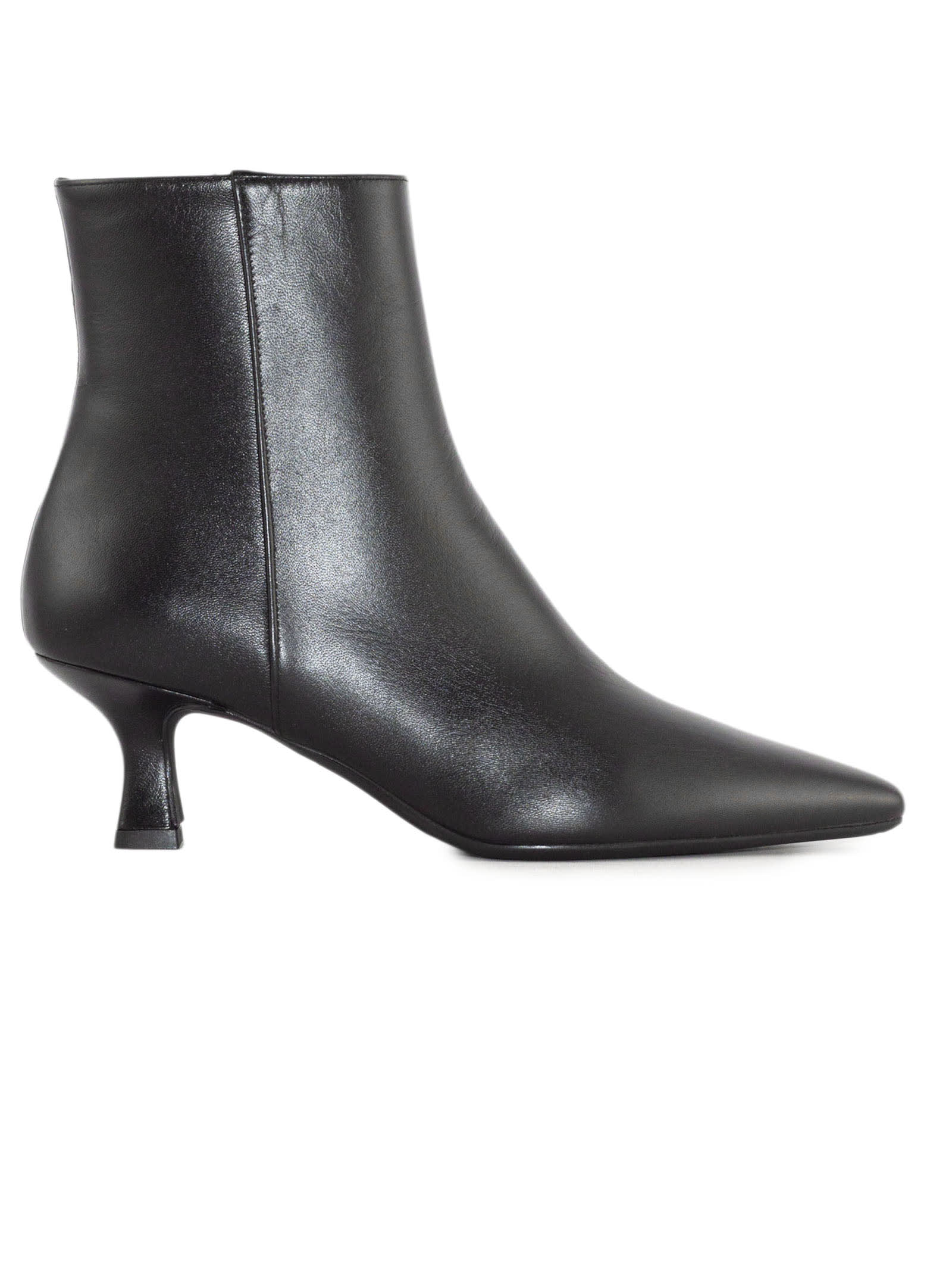 Jina Black Calf Leather Ankle Boots