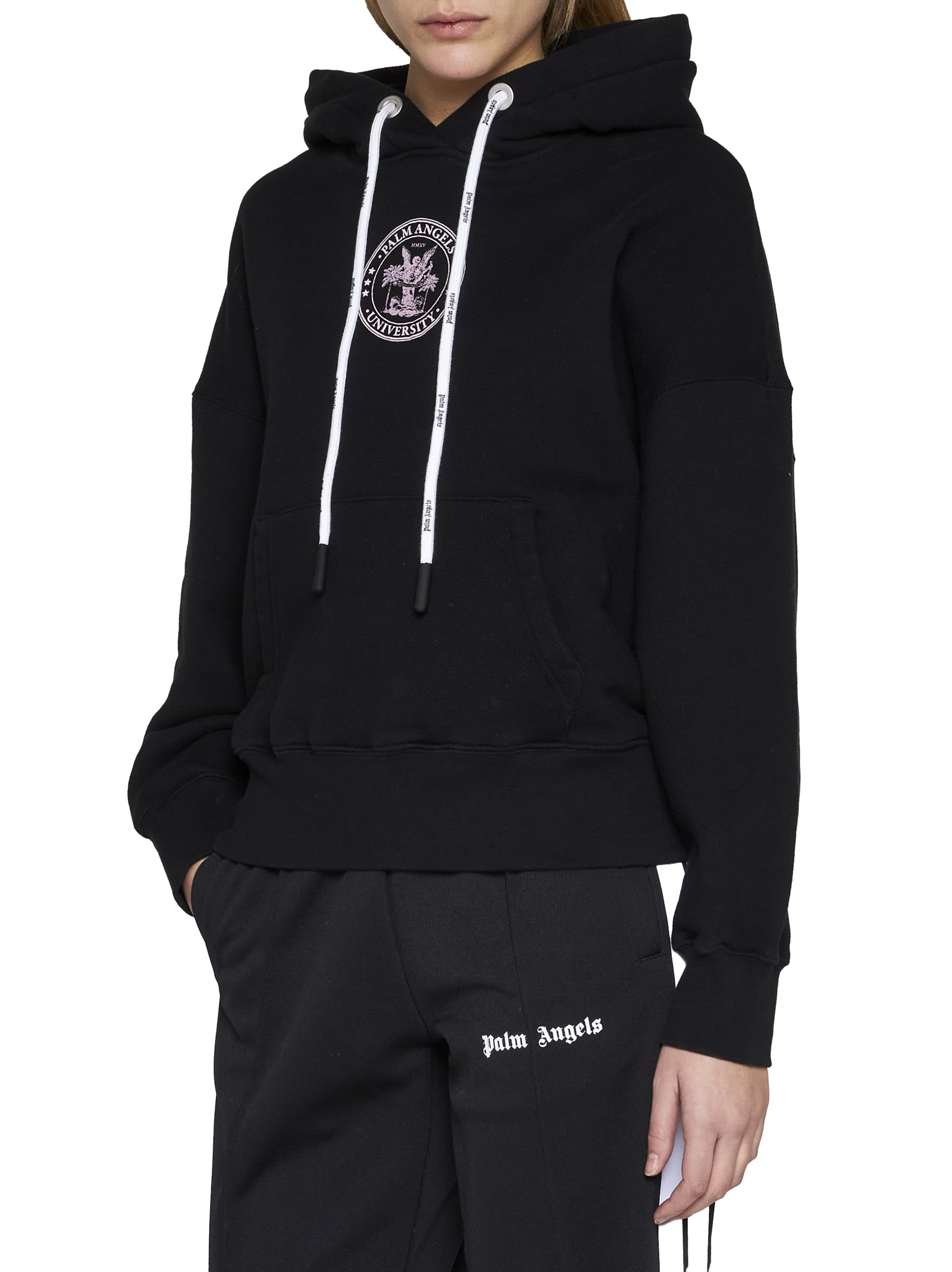 Palm Angels Black College Classic Hoodie In Black