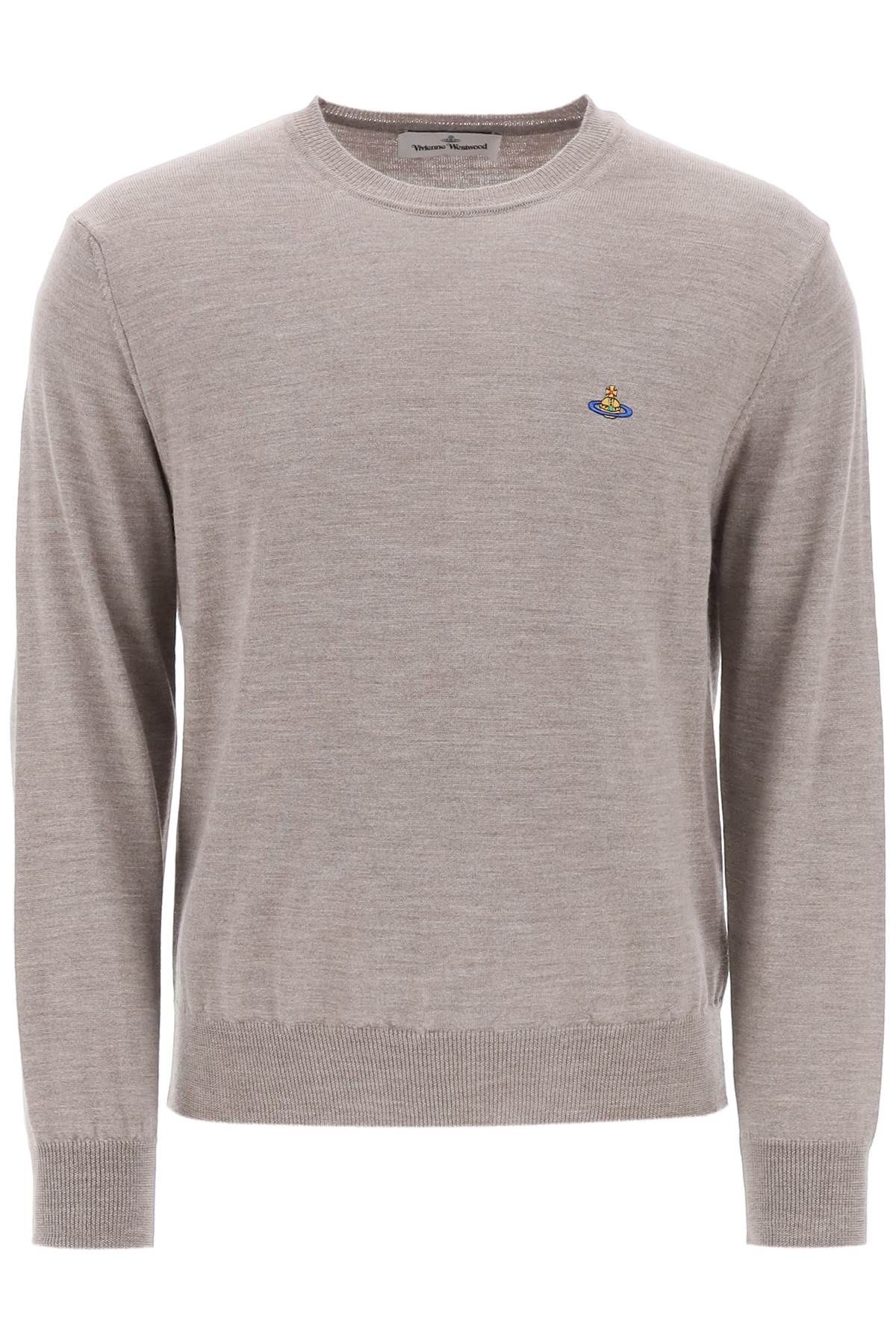 Shop Vivienne Westwood Orb-embroidered Crew-neck Sweater In Grey