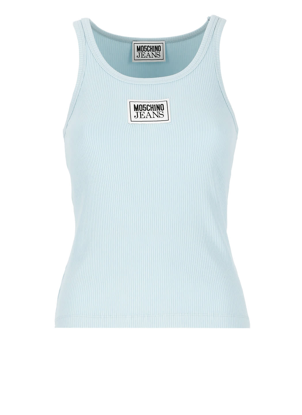 Shop M05ch1n0 Jeans Tops With Logo In Light Blue