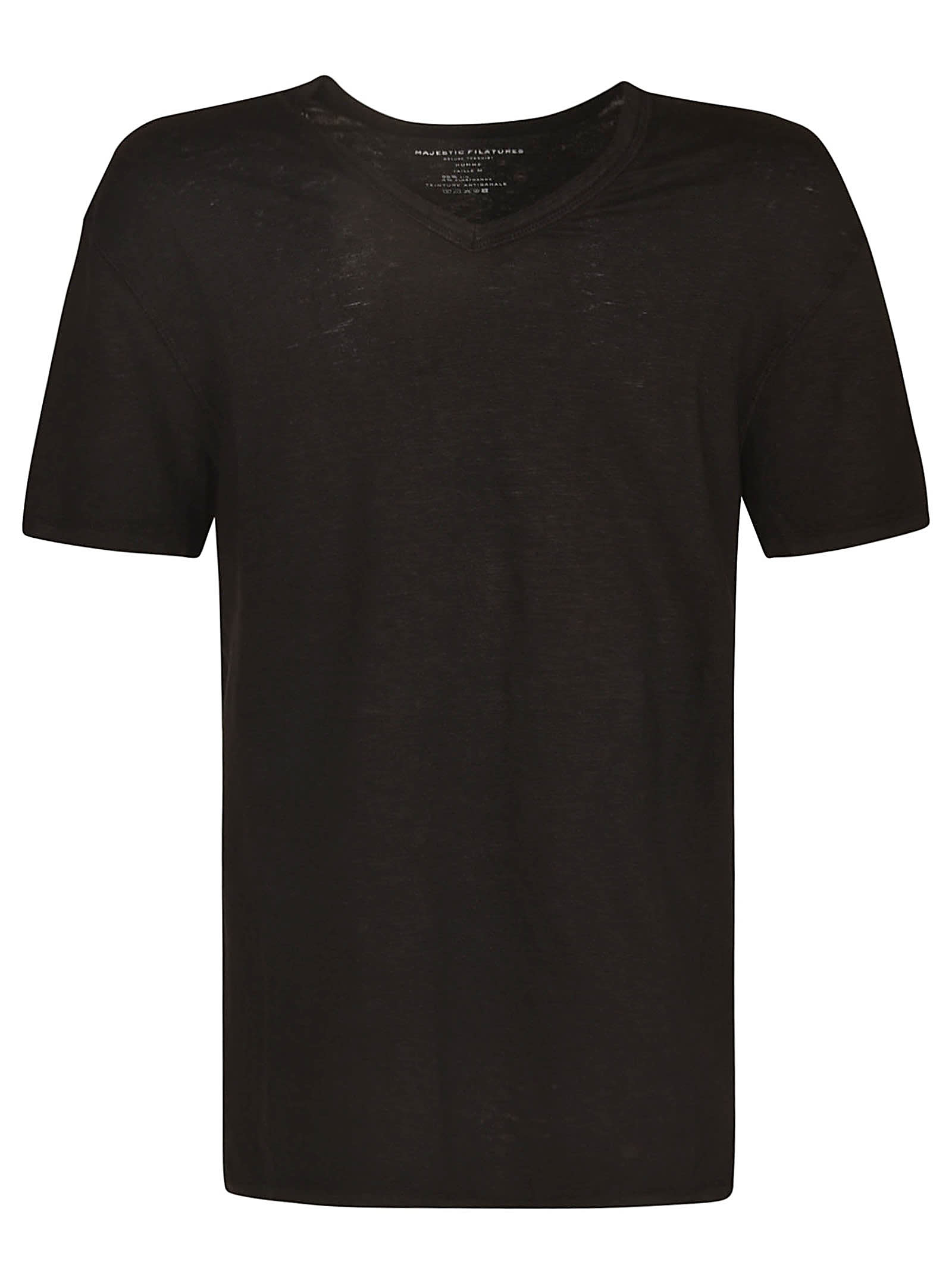 Shop Majestic Long-sleeved Buttoned T-shirt In Black