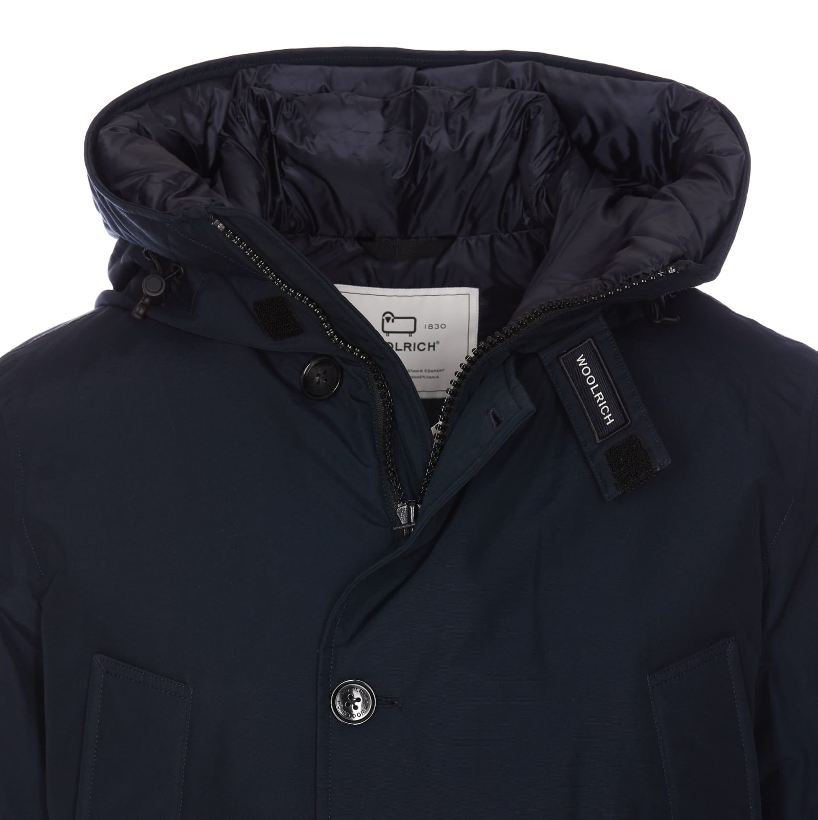 Woolrich Long-sleeved Button Coat In Blue