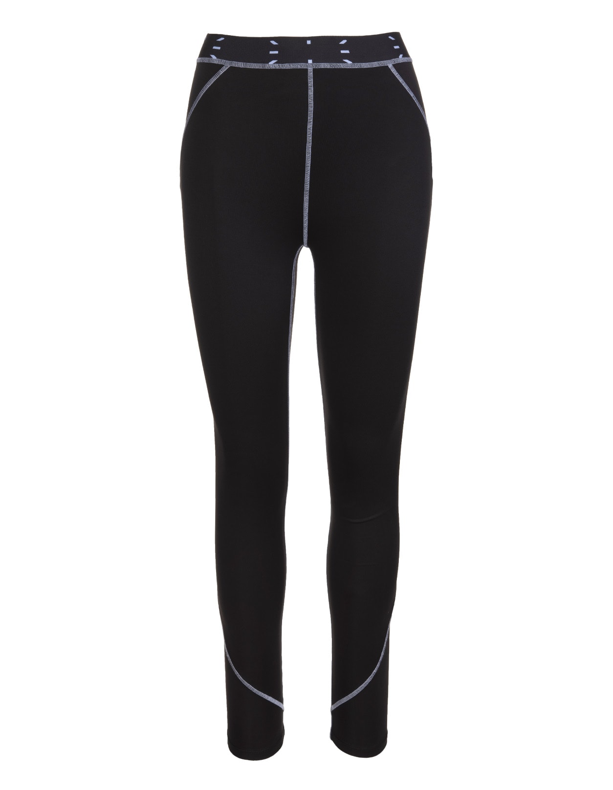 McQ Alexander McQueen Woman Black Sports Leggings With Contrast Stitching