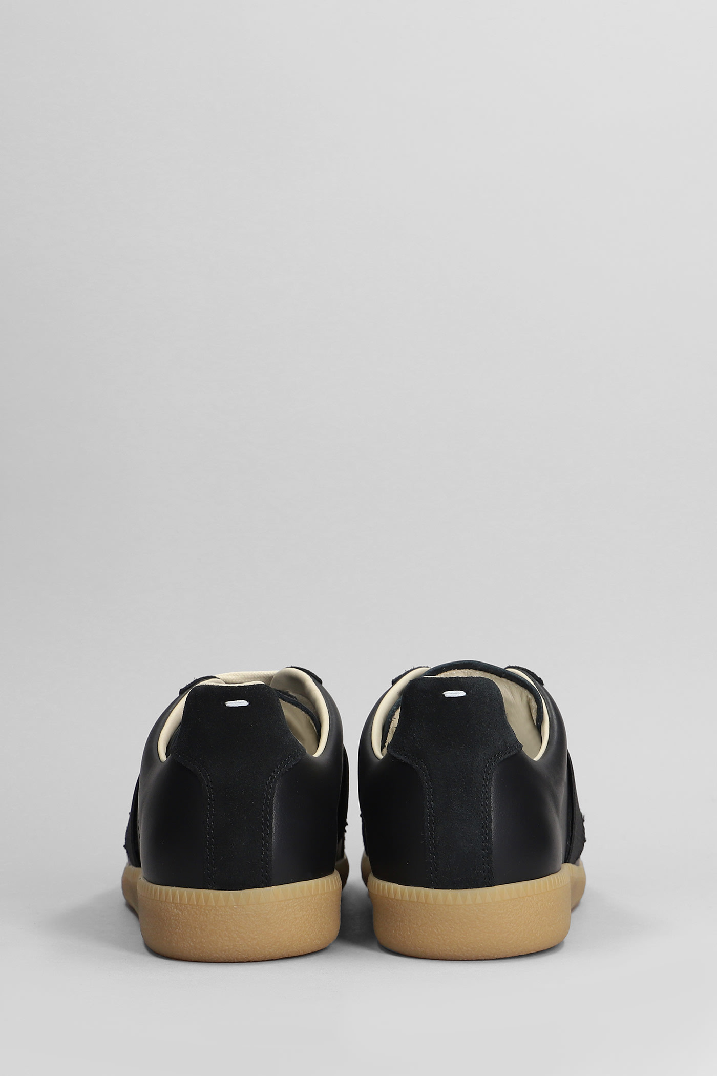 Shop Maison Margiela Replica Sneakers In Black Suede And Leather