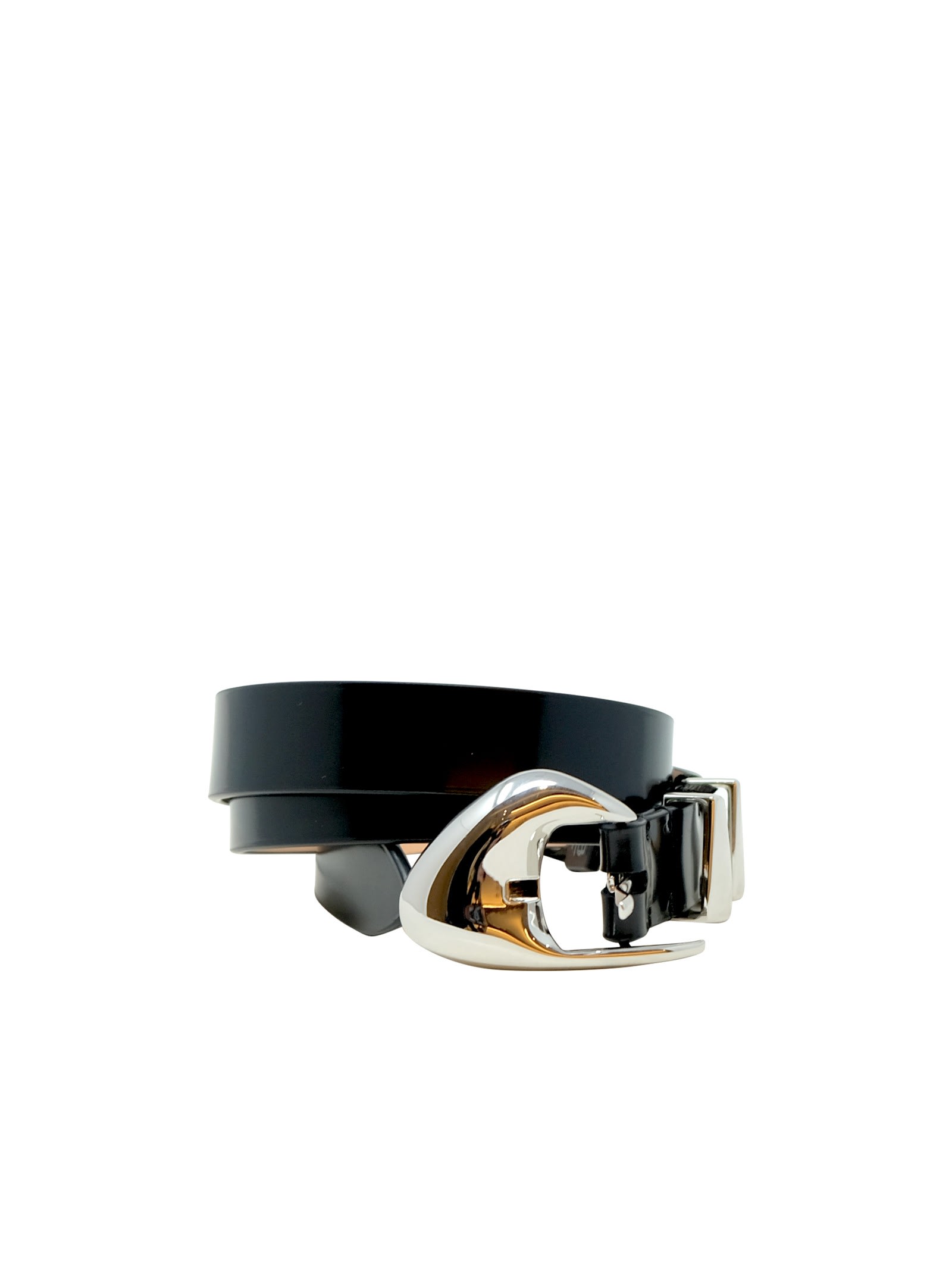 Shop By Far Black Patent Leather Moore Belt
