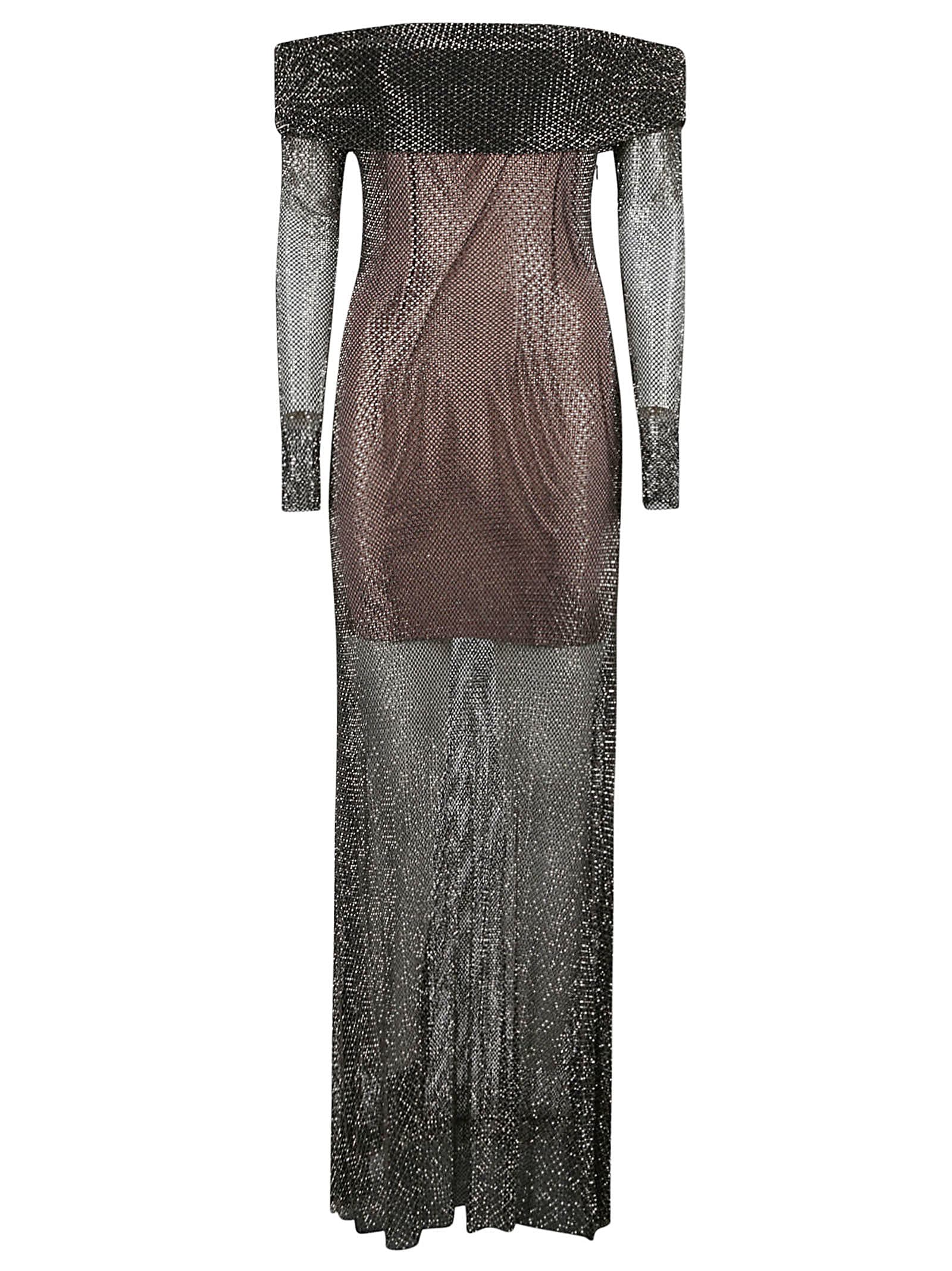 Rhinestone Fishnet Maxi Dress