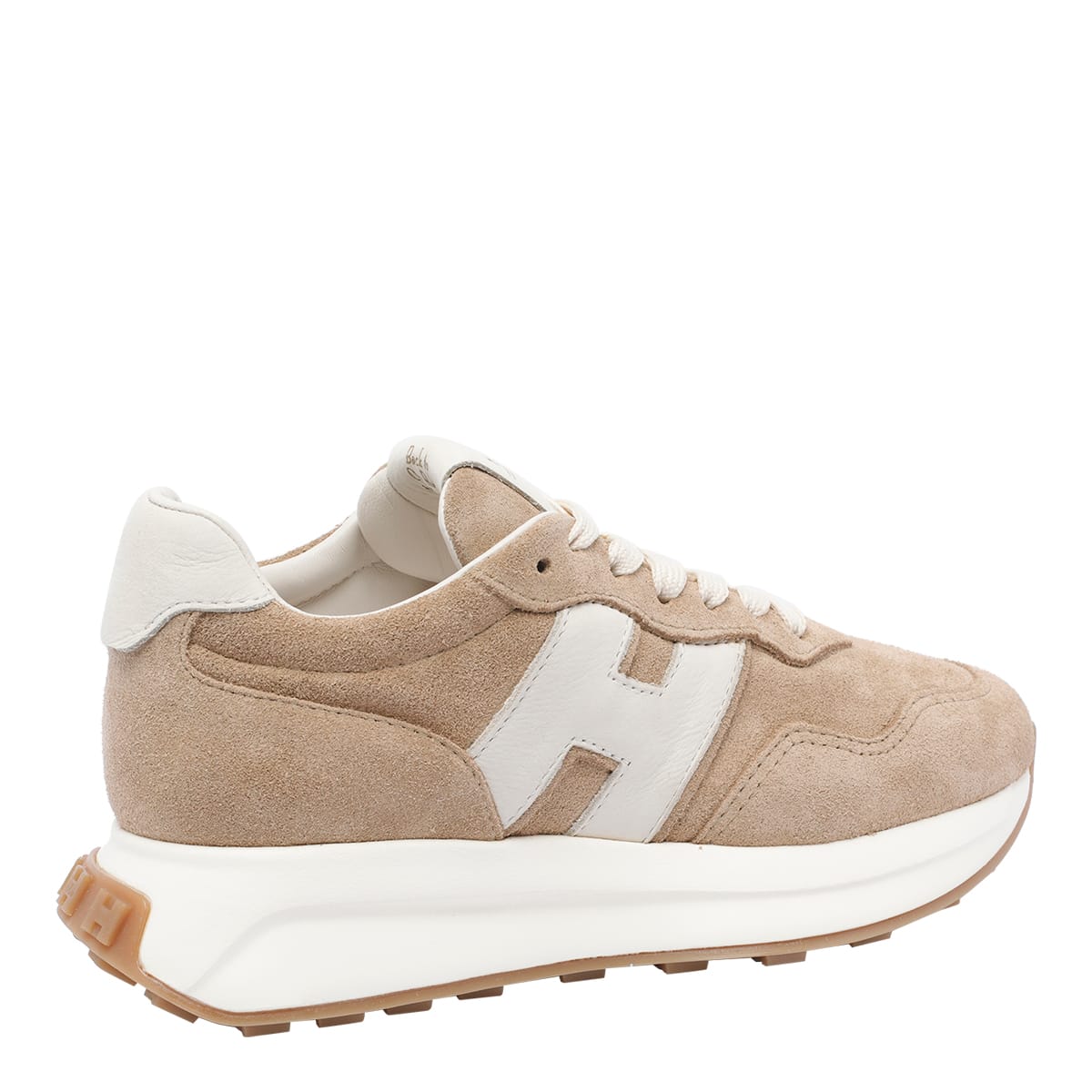 Hogan Low Top Sneakers With Rubber Sole And Suede Upper In Sand