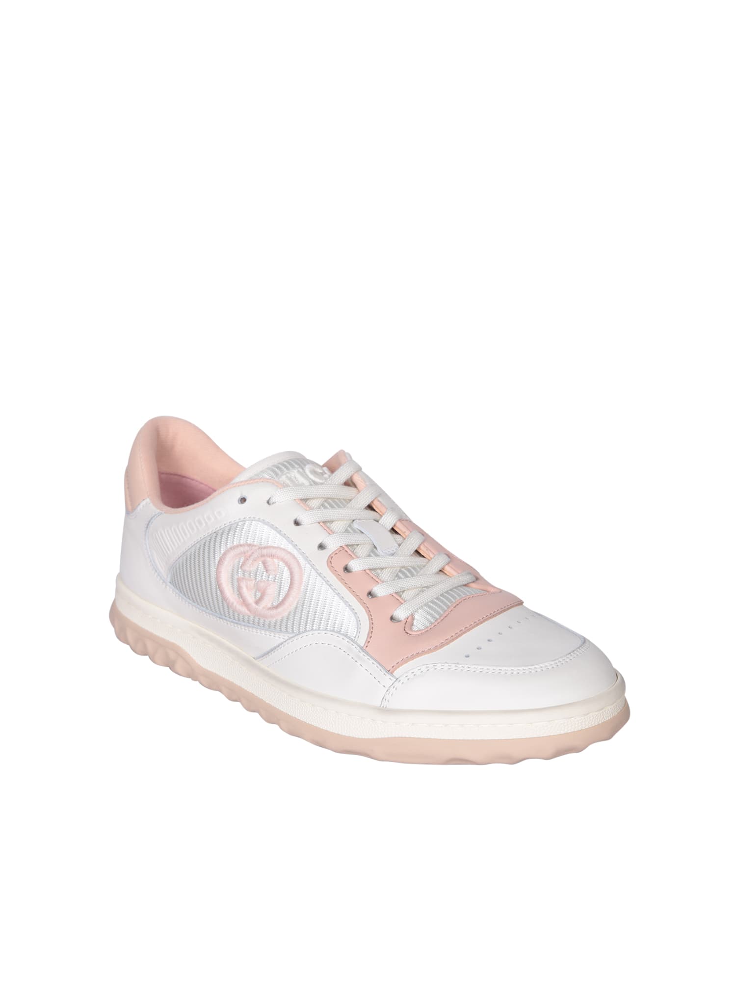 Shop Gucci Mac Cream/pink Sneakers In White