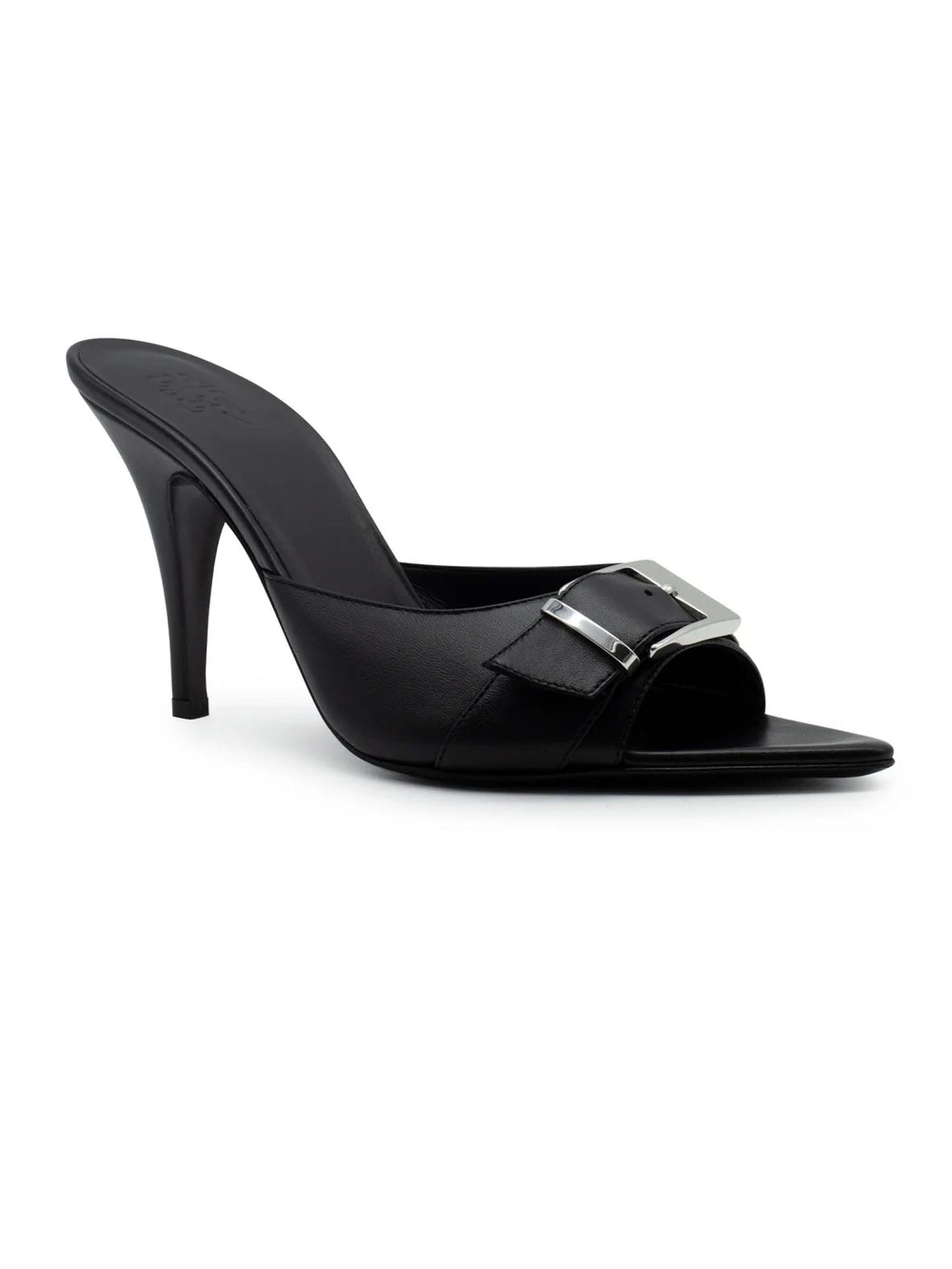 Shop Gia Borghini Black Nappa Leather Dorothy Mules