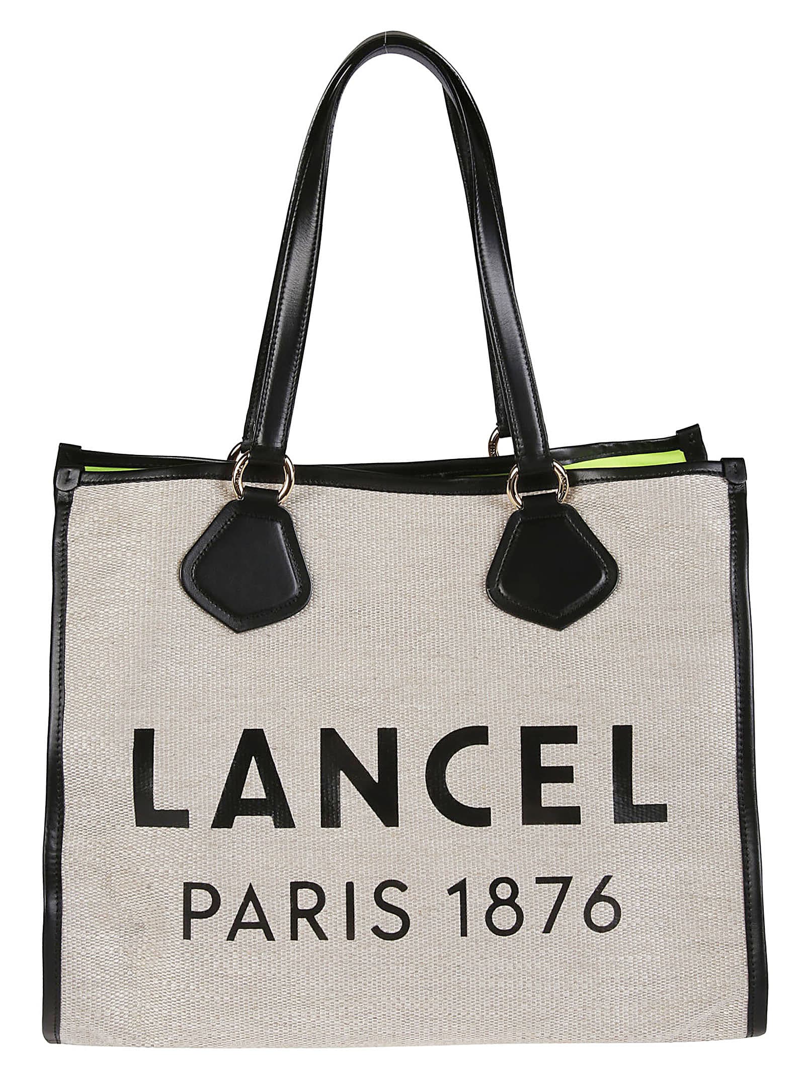 Shop Lancel Summer Large Tote Bag In A Naturel/noir