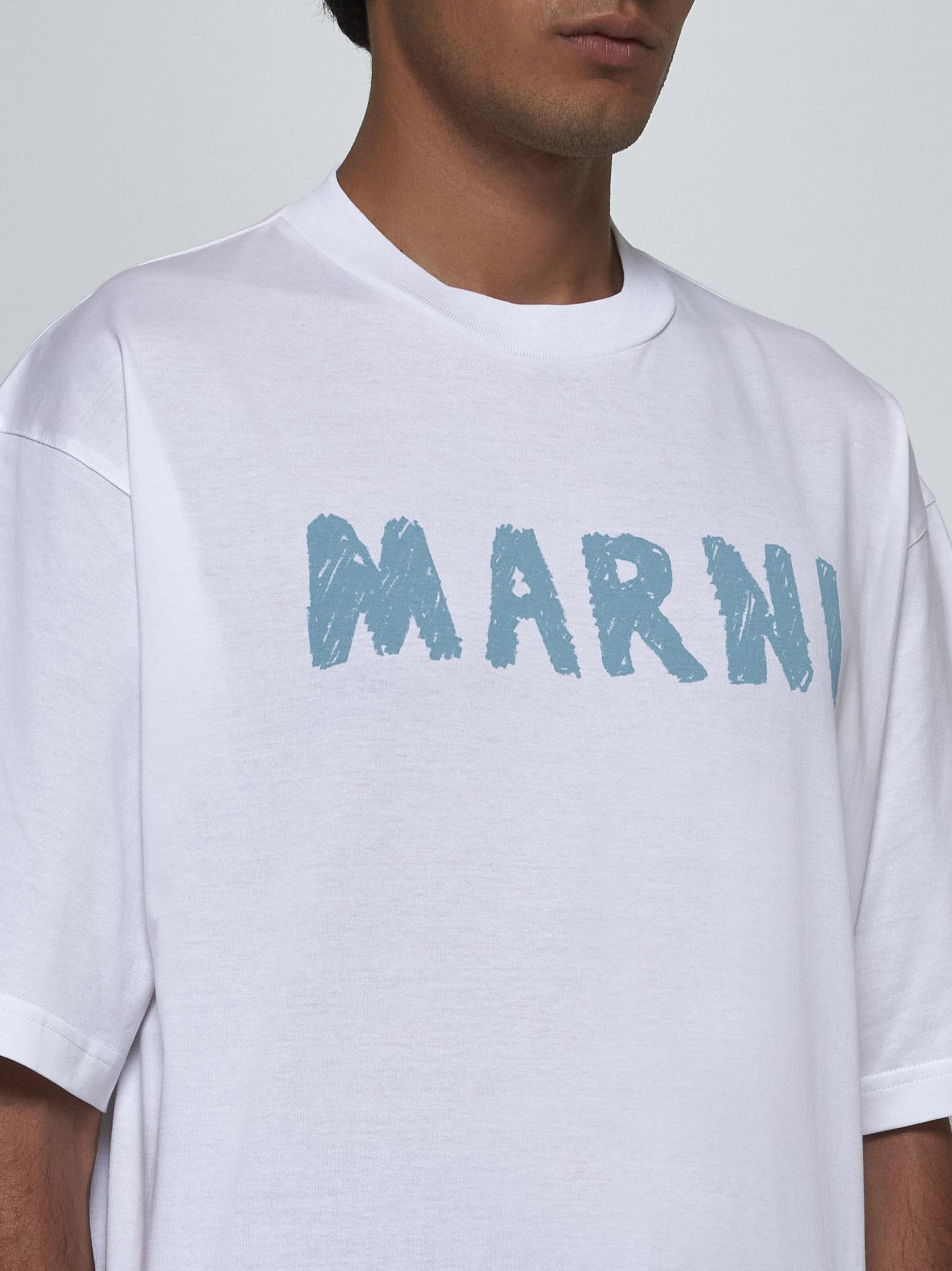 Shop Marni Logo Cotton T-shirt In White