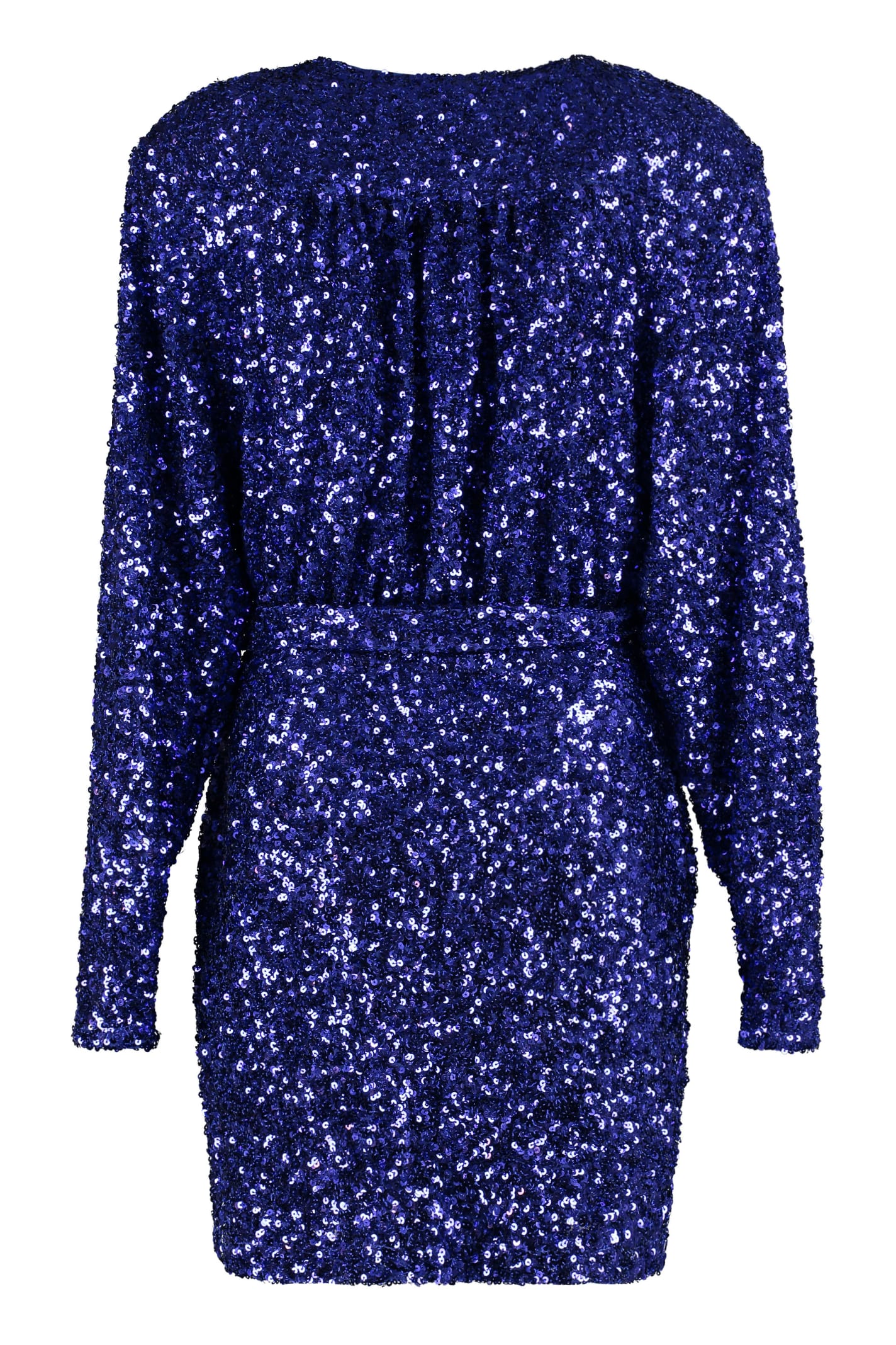 Shop Rotate Birger Christensen Sequined Wrap-dress In Blue