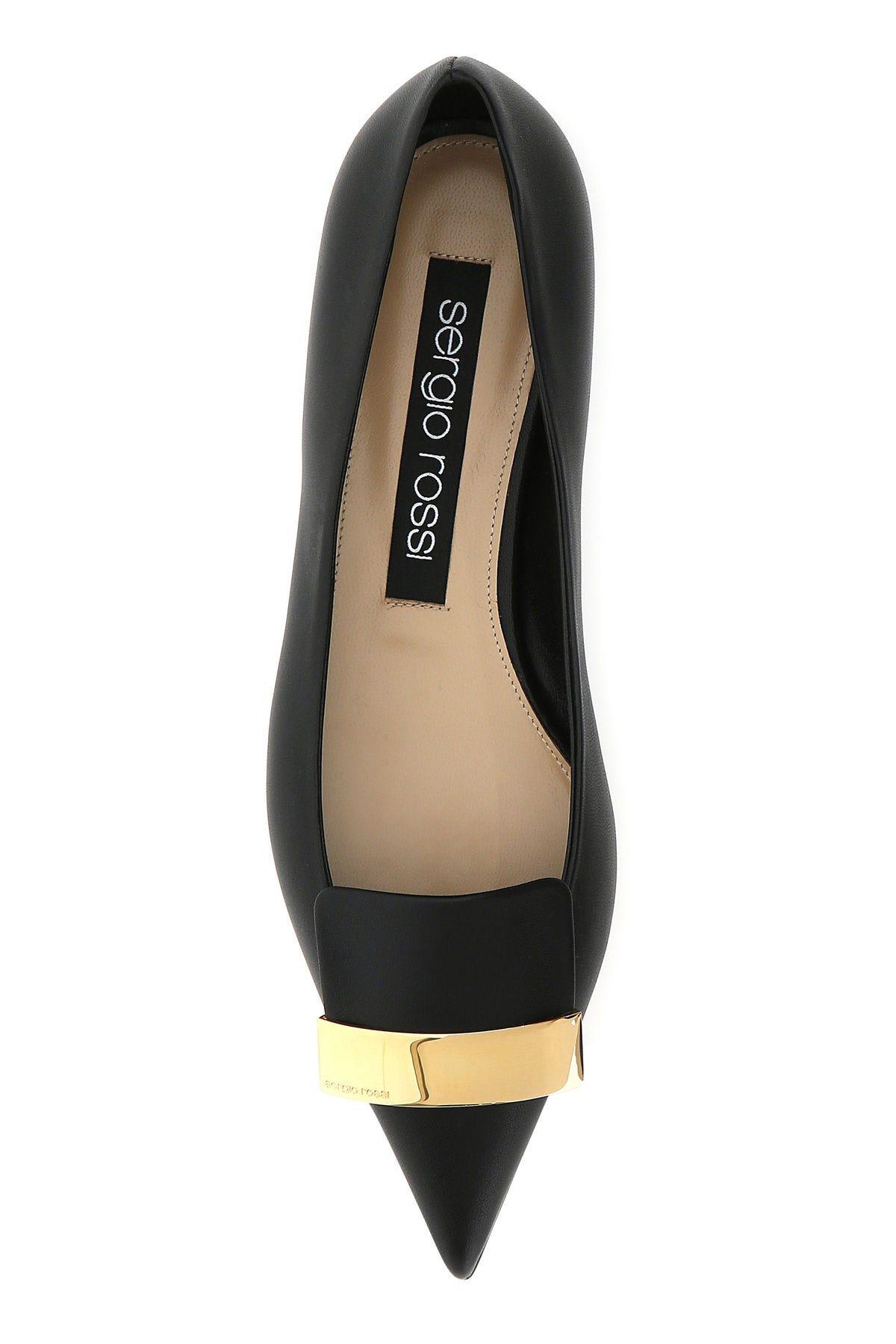 Shop Sergio Rossi Black Nappa Leather Sr1 Ballerinas