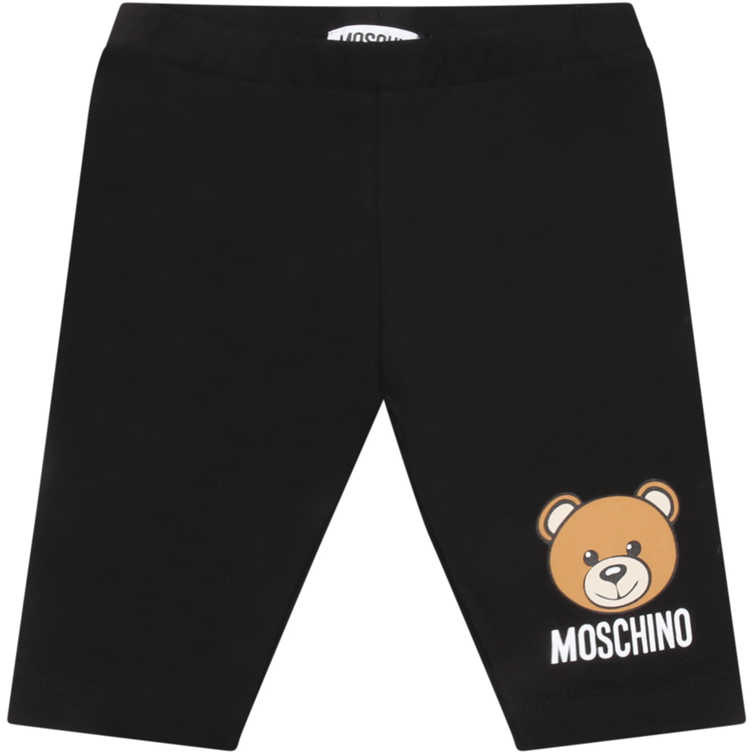 Moschino Black Leggings For Baby Girl With Teddy Bear