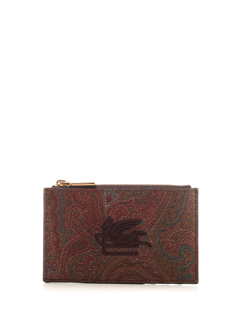 Shop Etro Paisley Zipped Card Holder In Brown