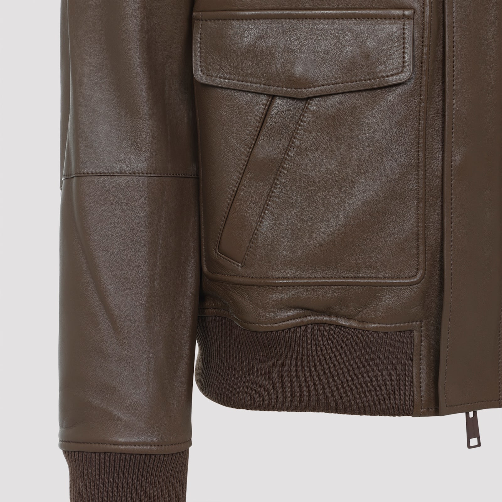 Yves Salomon Lamb Leather Jacket With Black Fur Collar And Flap Pockets In Multi