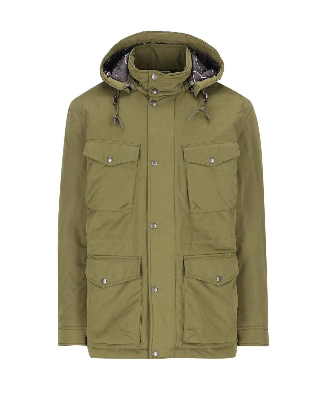 Woolrich Removable Hood Mountain Field Jacket In Green