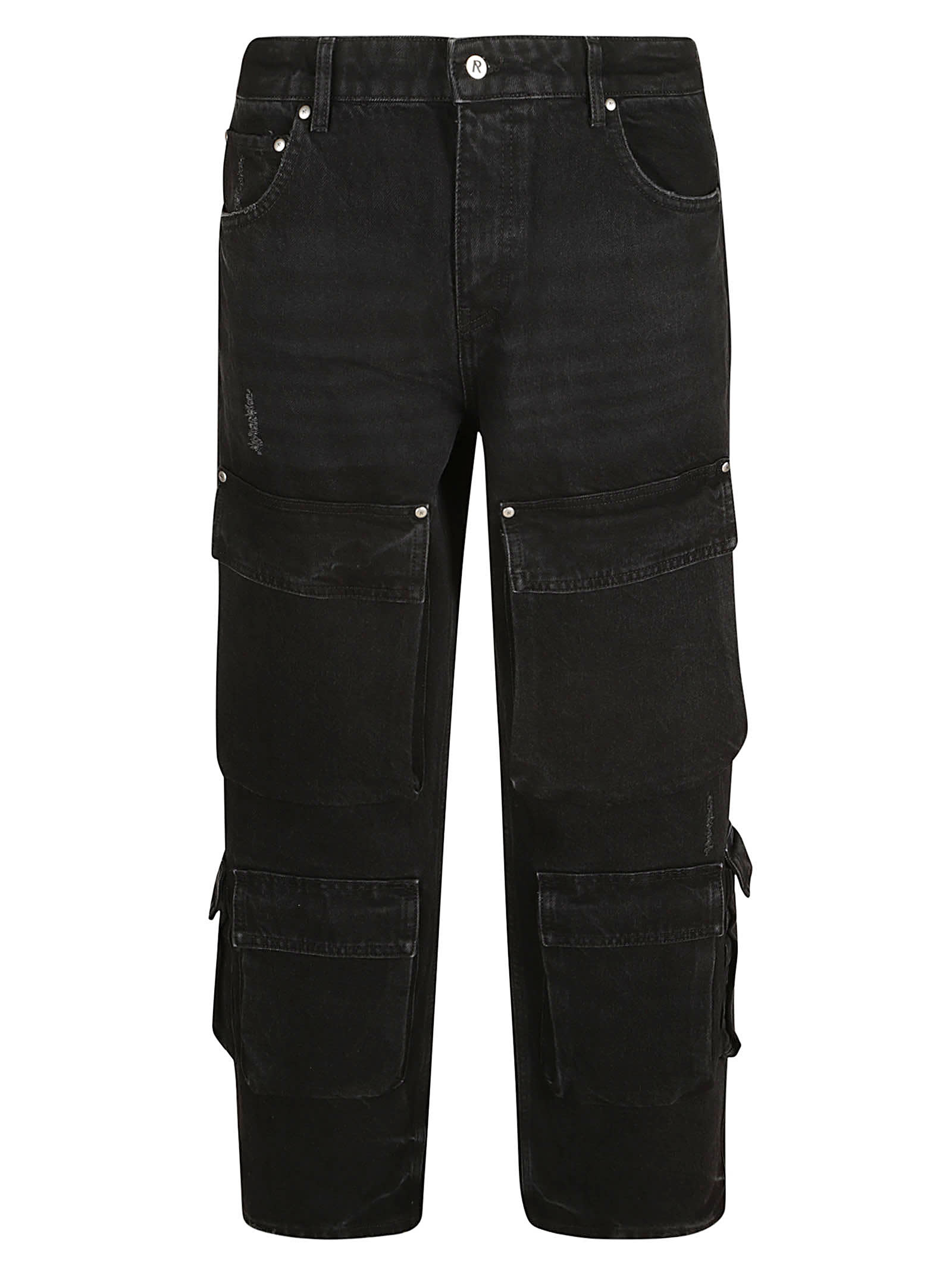 Shop Represent R3ca Cargo Denim Trousers In Black