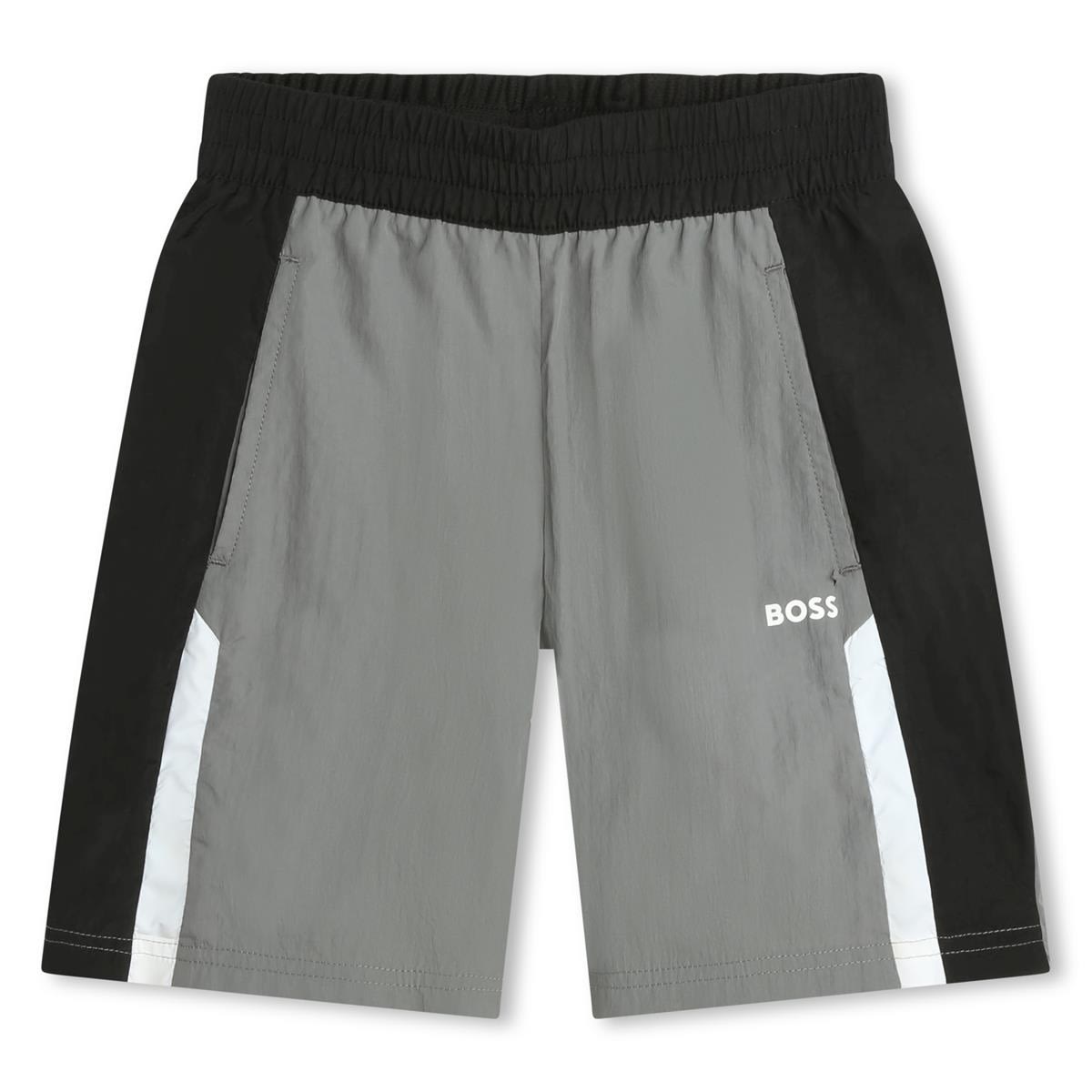 Shop Hugo Boss Shorts Sportivi Con Stampa In Gray