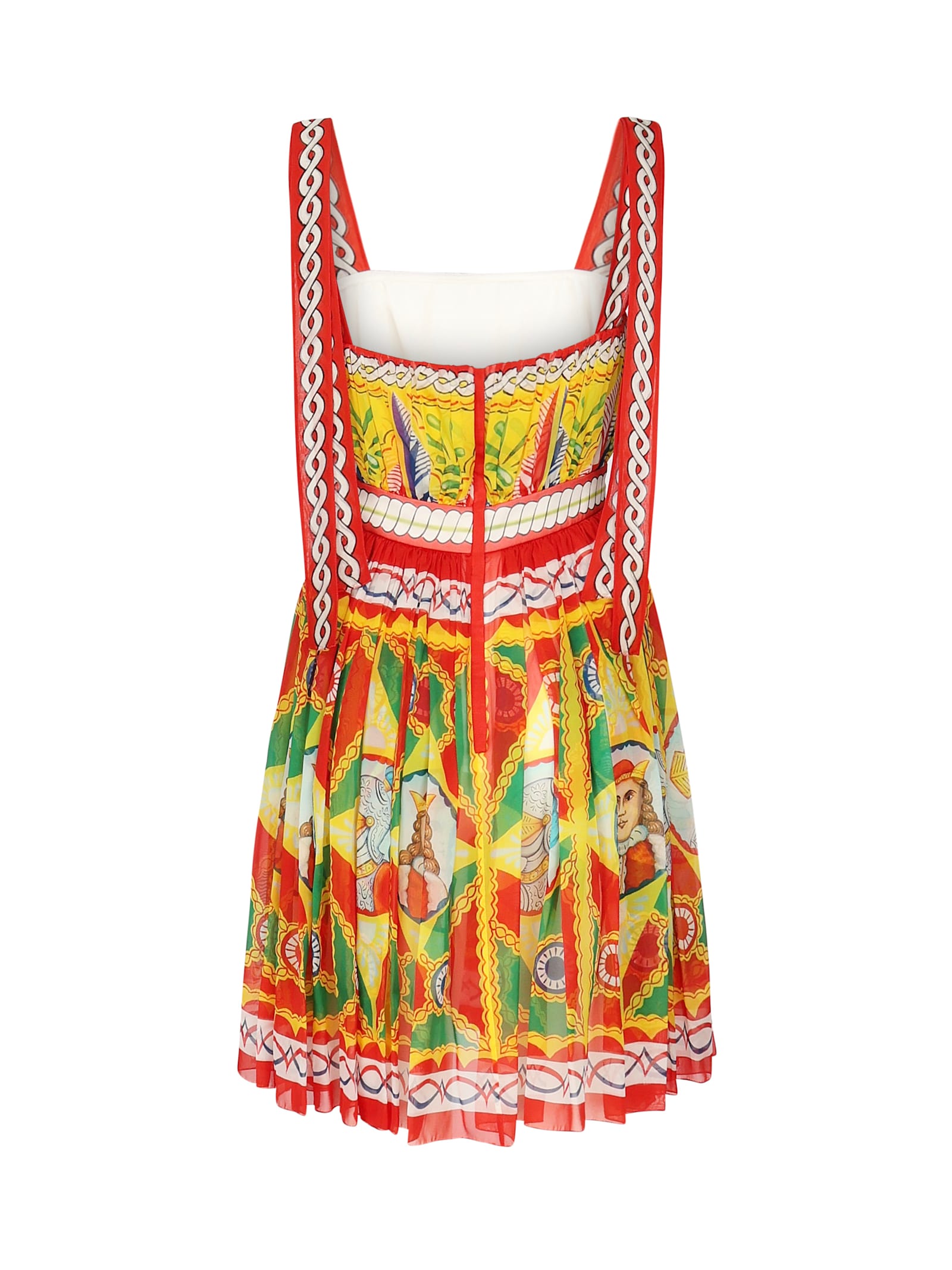Dolce & Gabbana Mini Dress With Carretto Print In Chiffon