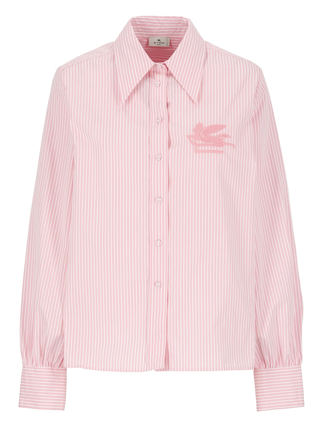 Etro Logo-embroidered Striped Cotton Shirt In Pink