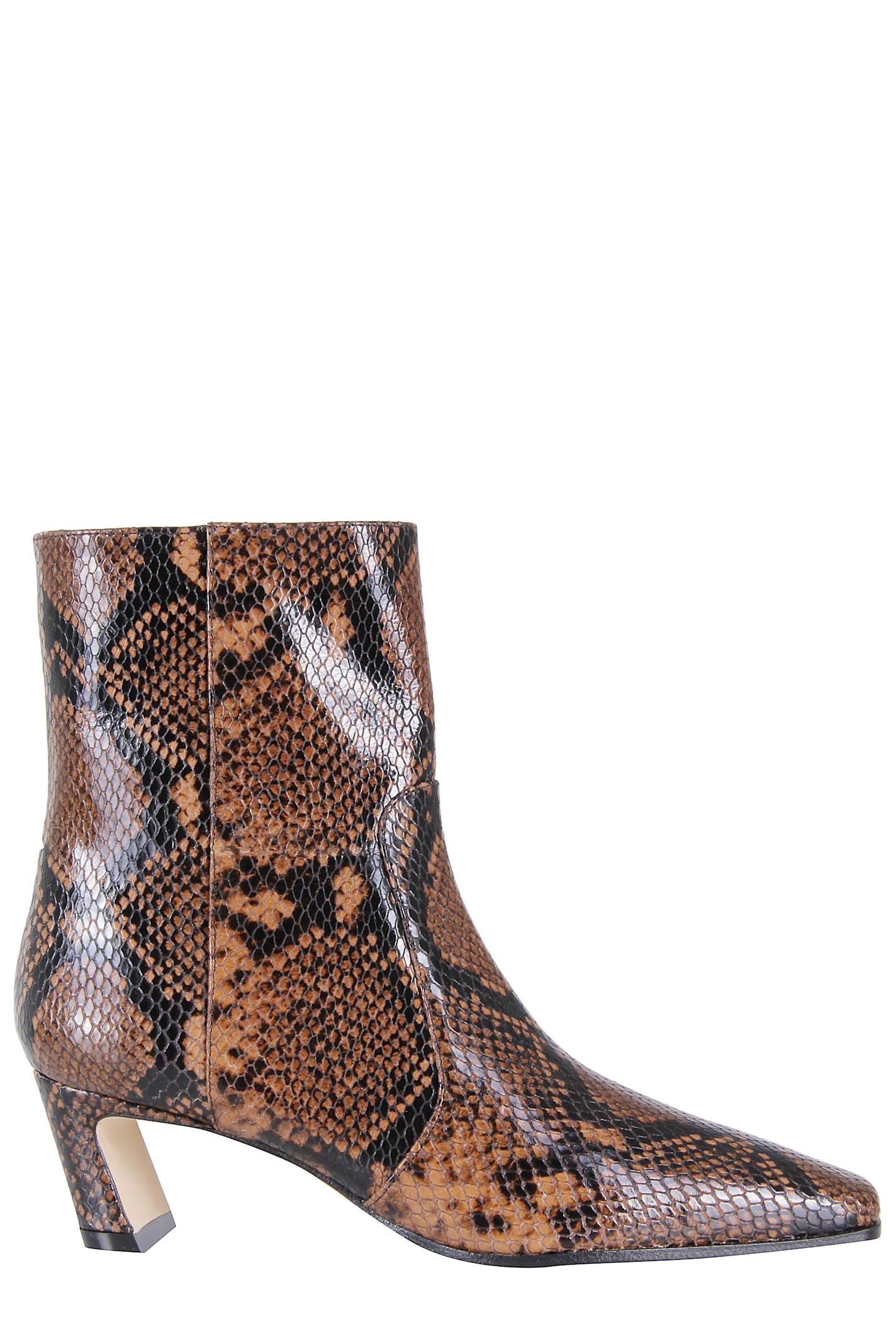 Stuart Weitzman Stassi 50 Snake-effect Leather Ankle Boots In Brown
