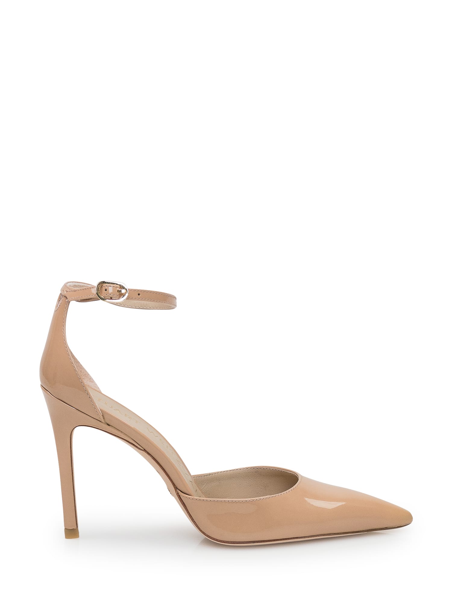 Shop Stuart Weitzman Stuart 100 Strap Pump In Adobe