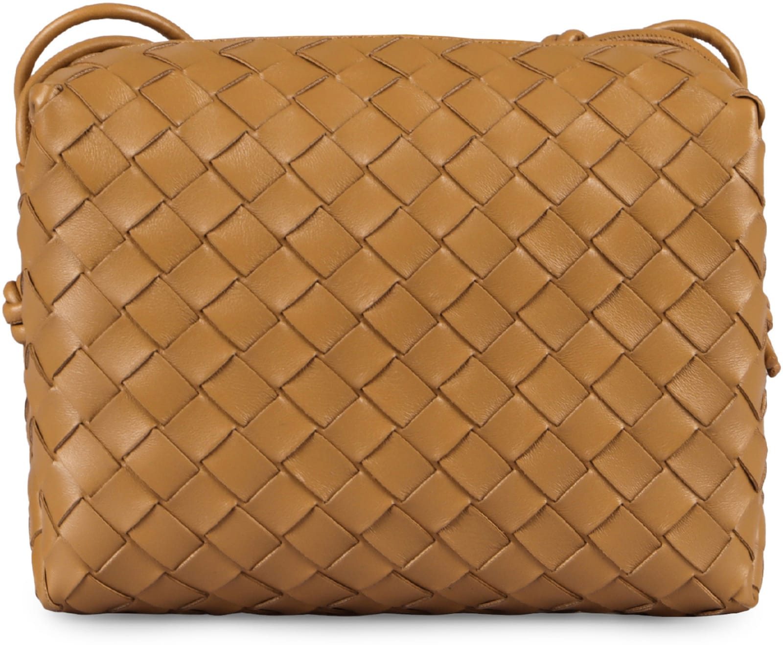 Shop Bottega Veneta Mini Loop Leather Camera Bag In Beige