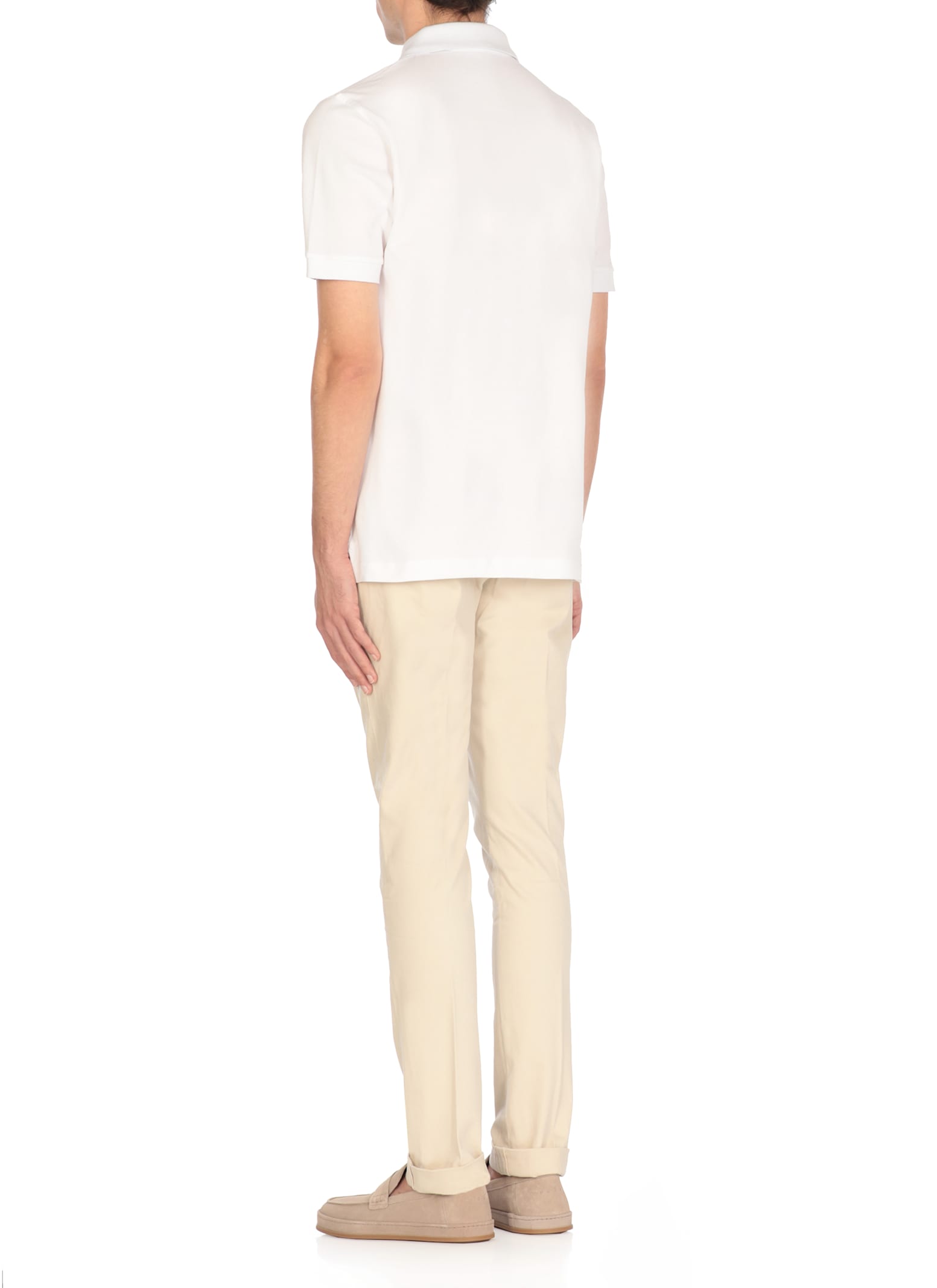 Fay Bicolor Db Collar Polo In White