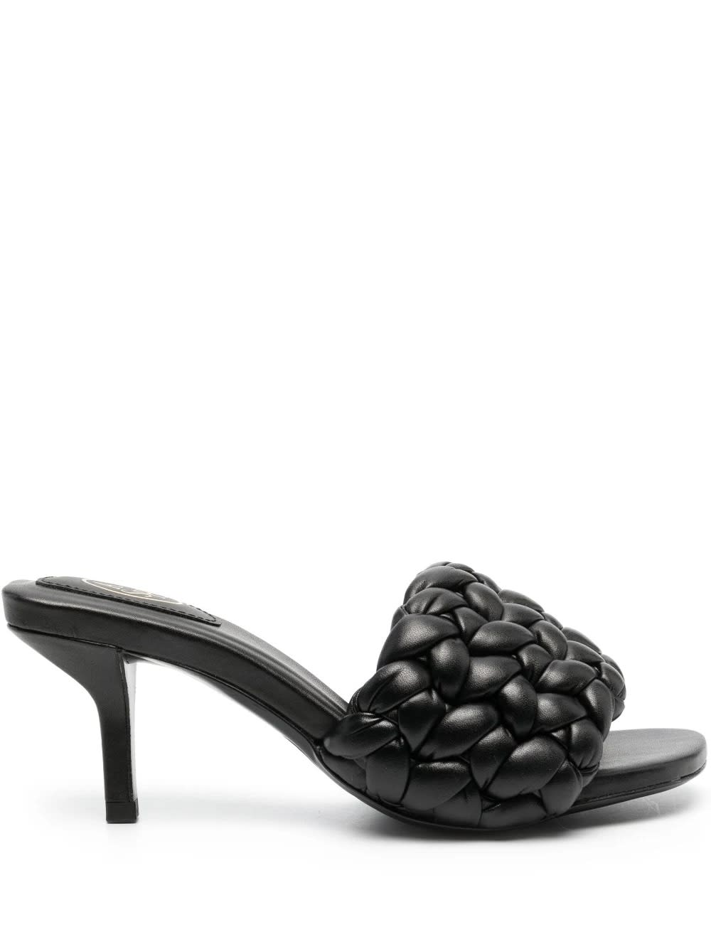 Ash Black Slip-on Mules With Braided Band In Leather Woman In Nero