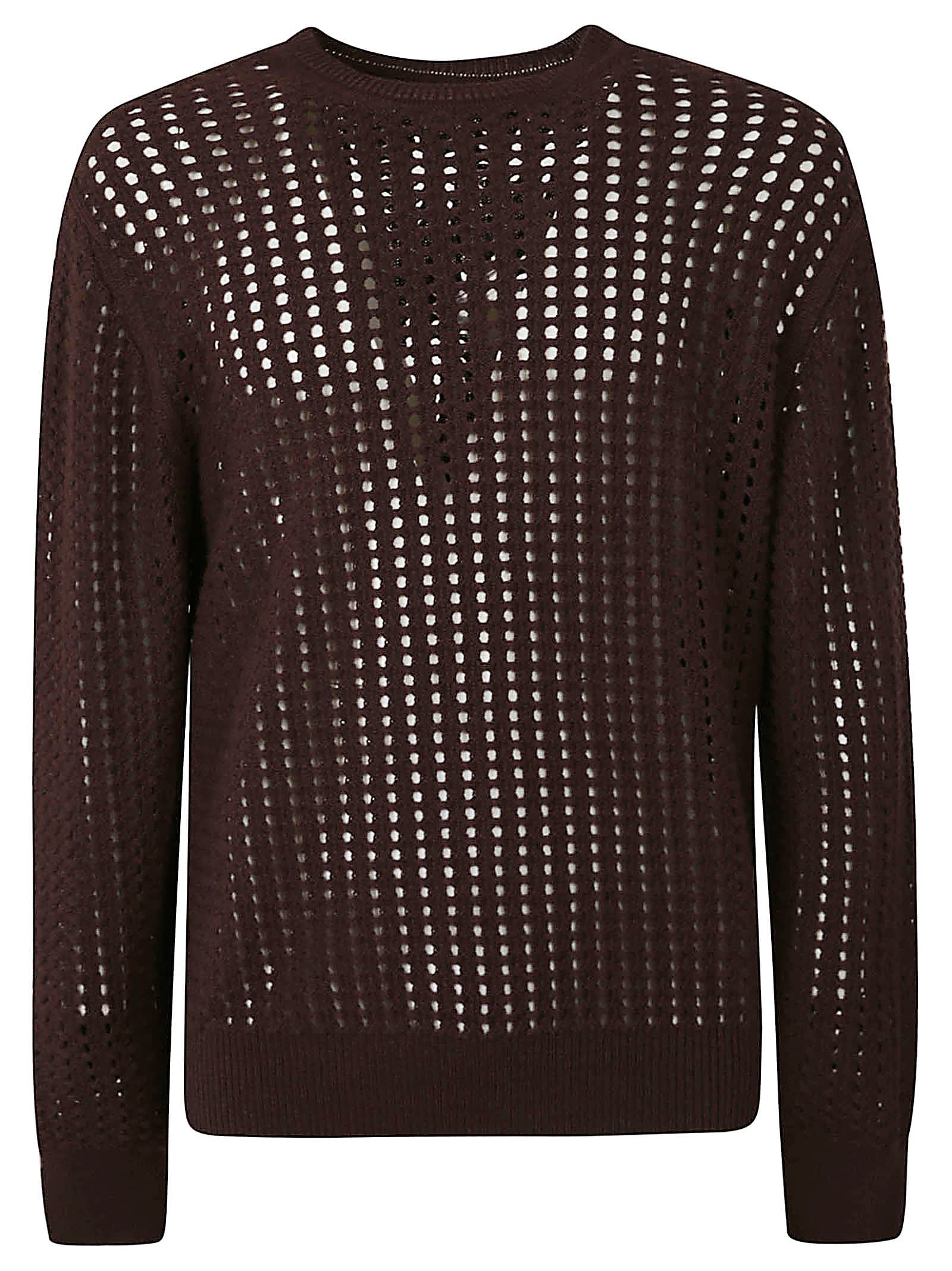 Shop Maison Flaneur Mesh Cashmere Sweater In Coffee