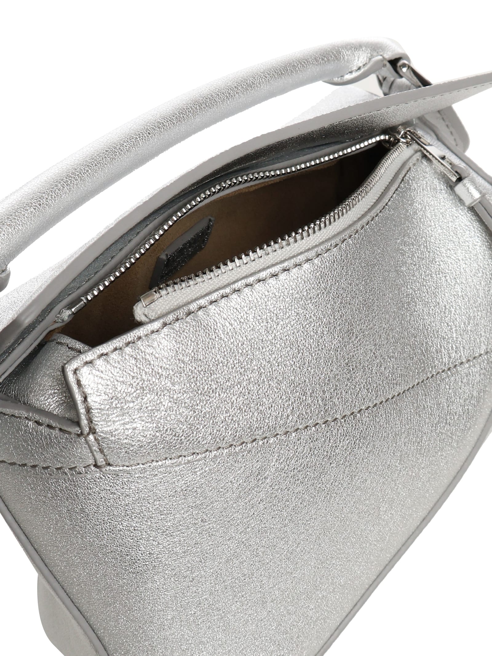 Loewe Mini Puzzle Tote Bag In Silver
