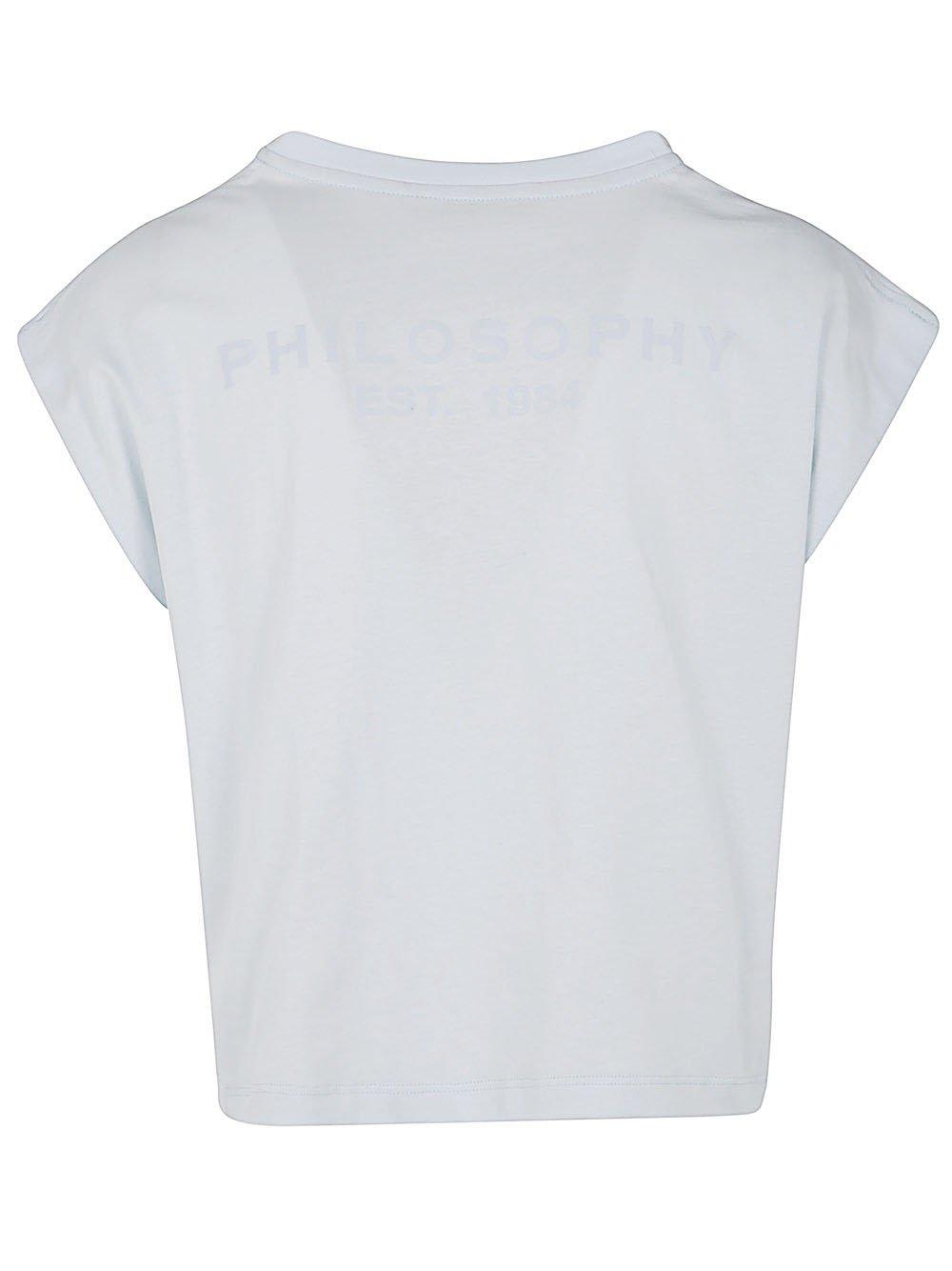 Shop Philosophy Di Lorenzo Serafini Embellished Crewneck T-shirt In Celeste