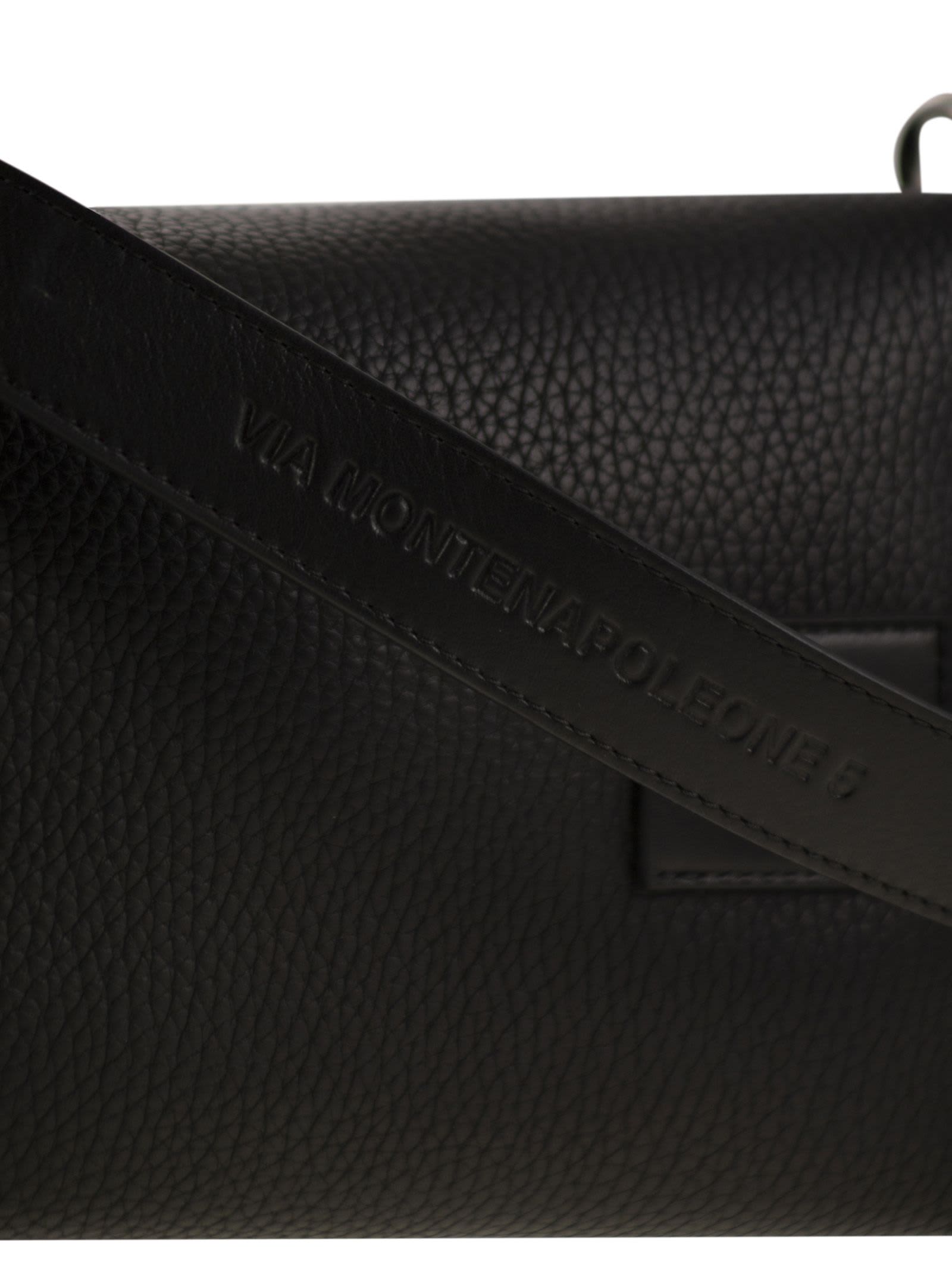 Hogan Script Mini Leather Top Box In Black