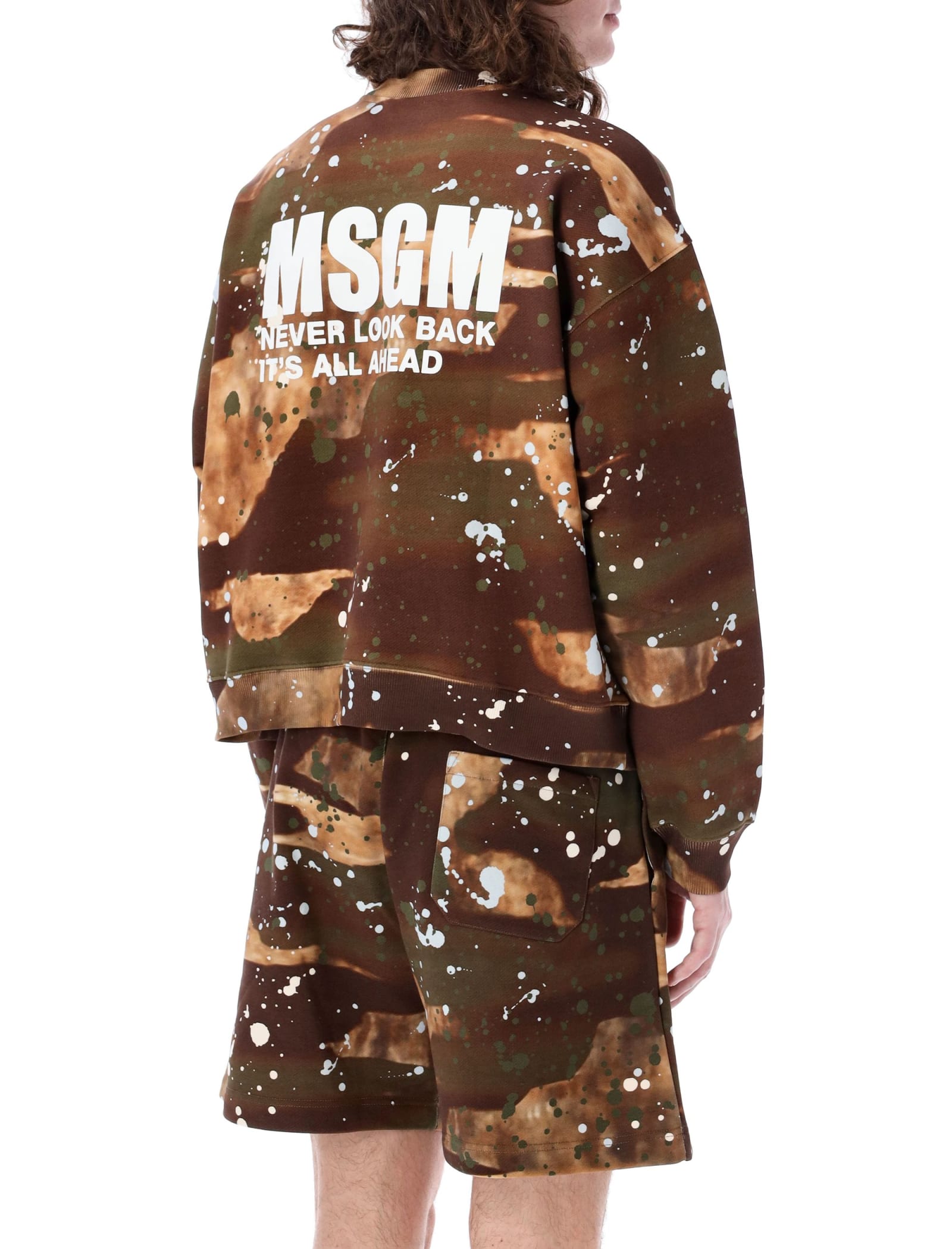 Shop Msgm Dripping Camo Sweatshirt In Camouflage