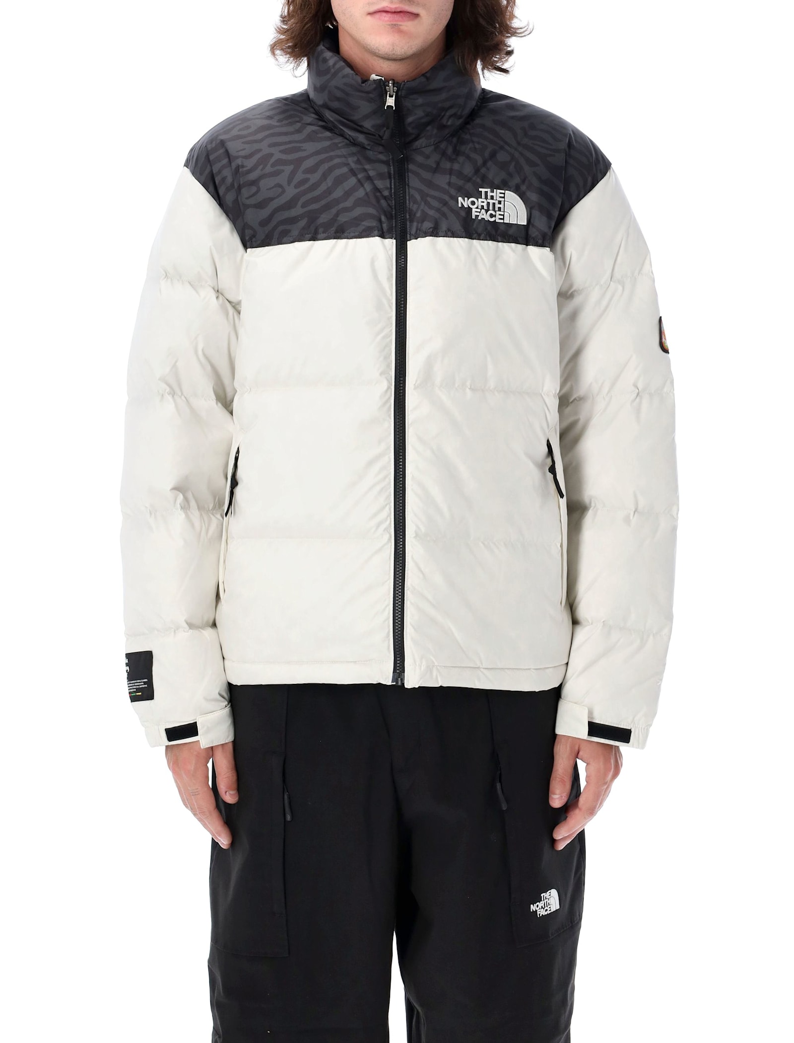 Shop The North Face 1996 Retro Nuptse Down Jacket In White Dune/tnf Black Tn