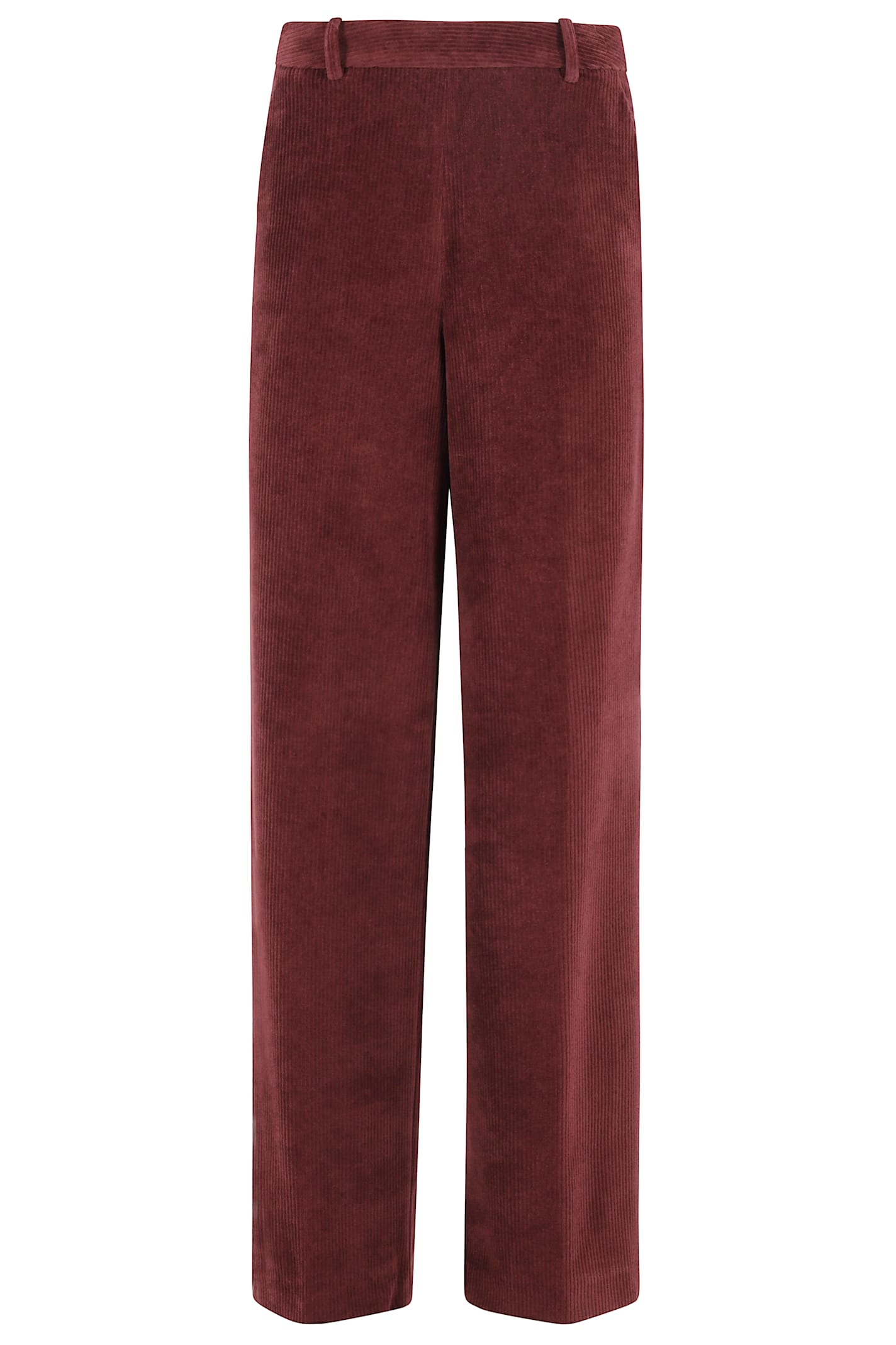 Circolo 1901 Burgundy Wide Leg Pants With Mid-rise Waistband In Burgundy