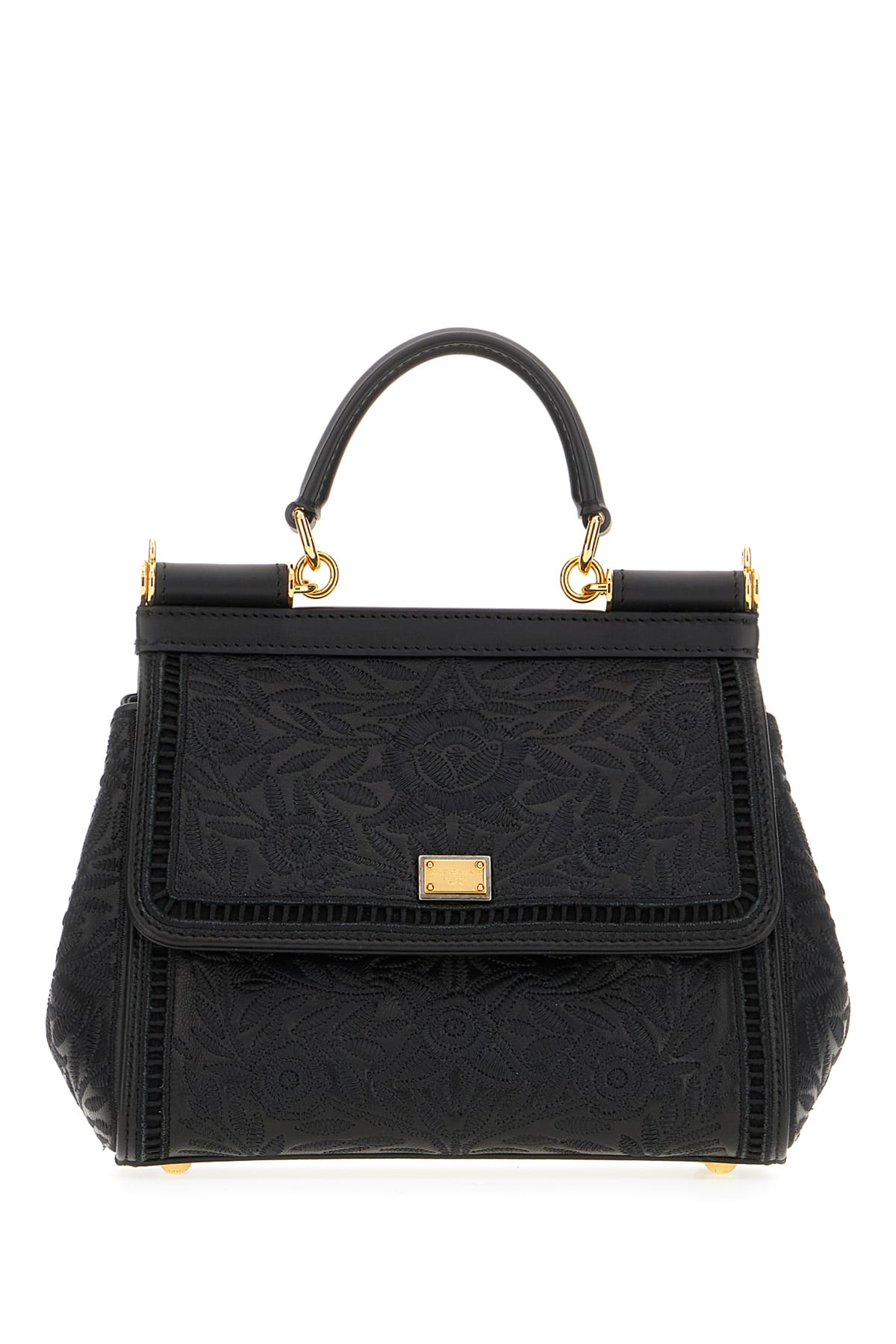 Dolce & Gabbana Black Nappa Leather And Fabric Sicily Handbag