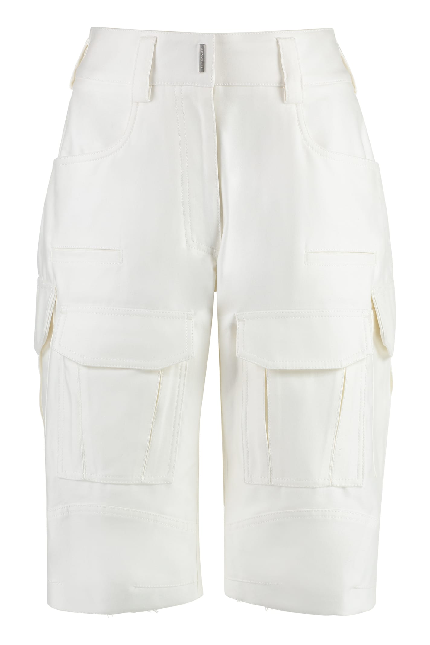 Shop Givenchy Cotton Cargo Bermuda Shorts In White