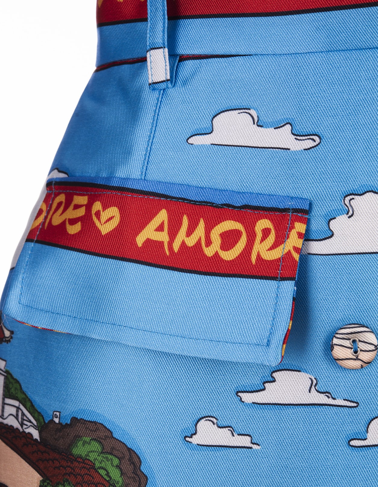 Shop Alessandro Enriquez Short Skirt With Marzameni Print In Blue