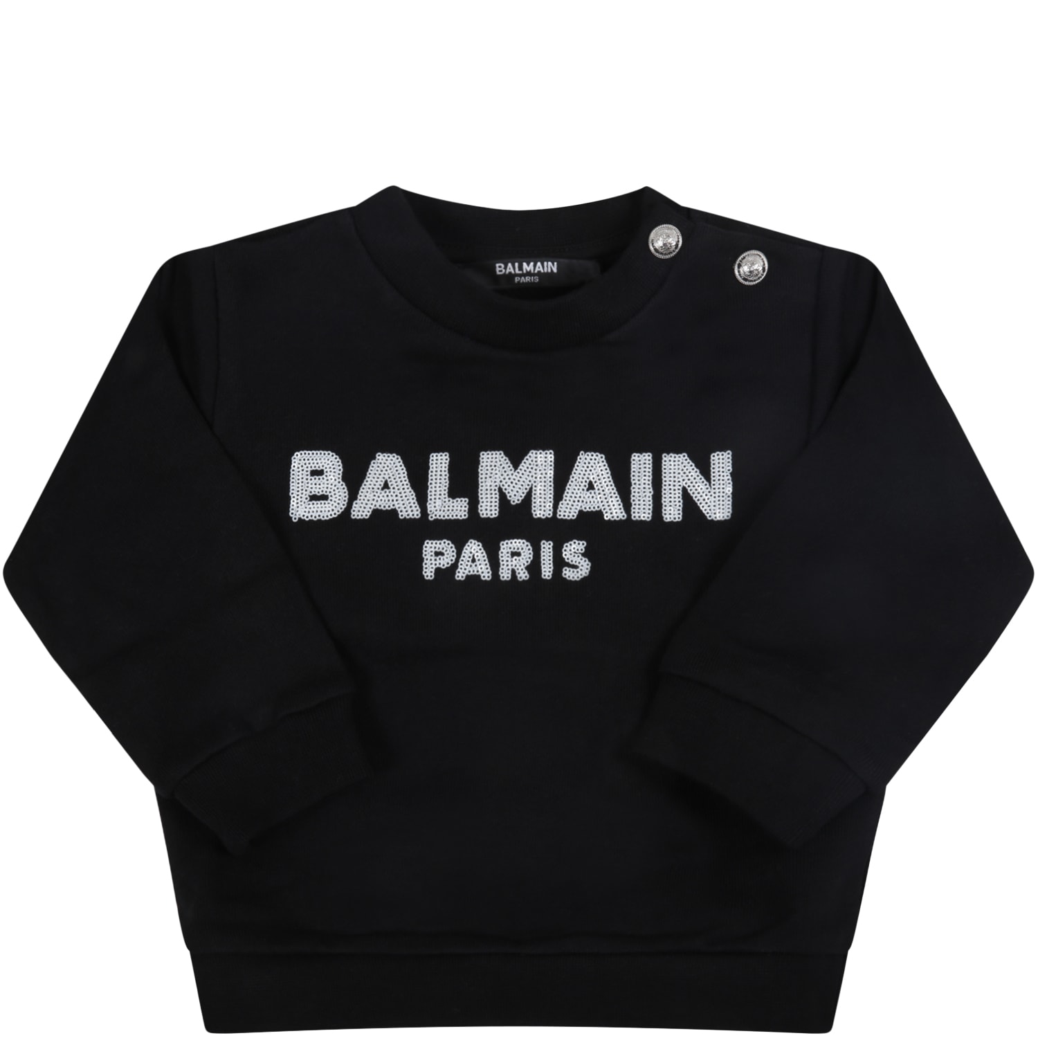 Balmain Black Sweatshirt For Baby Girl With Logo