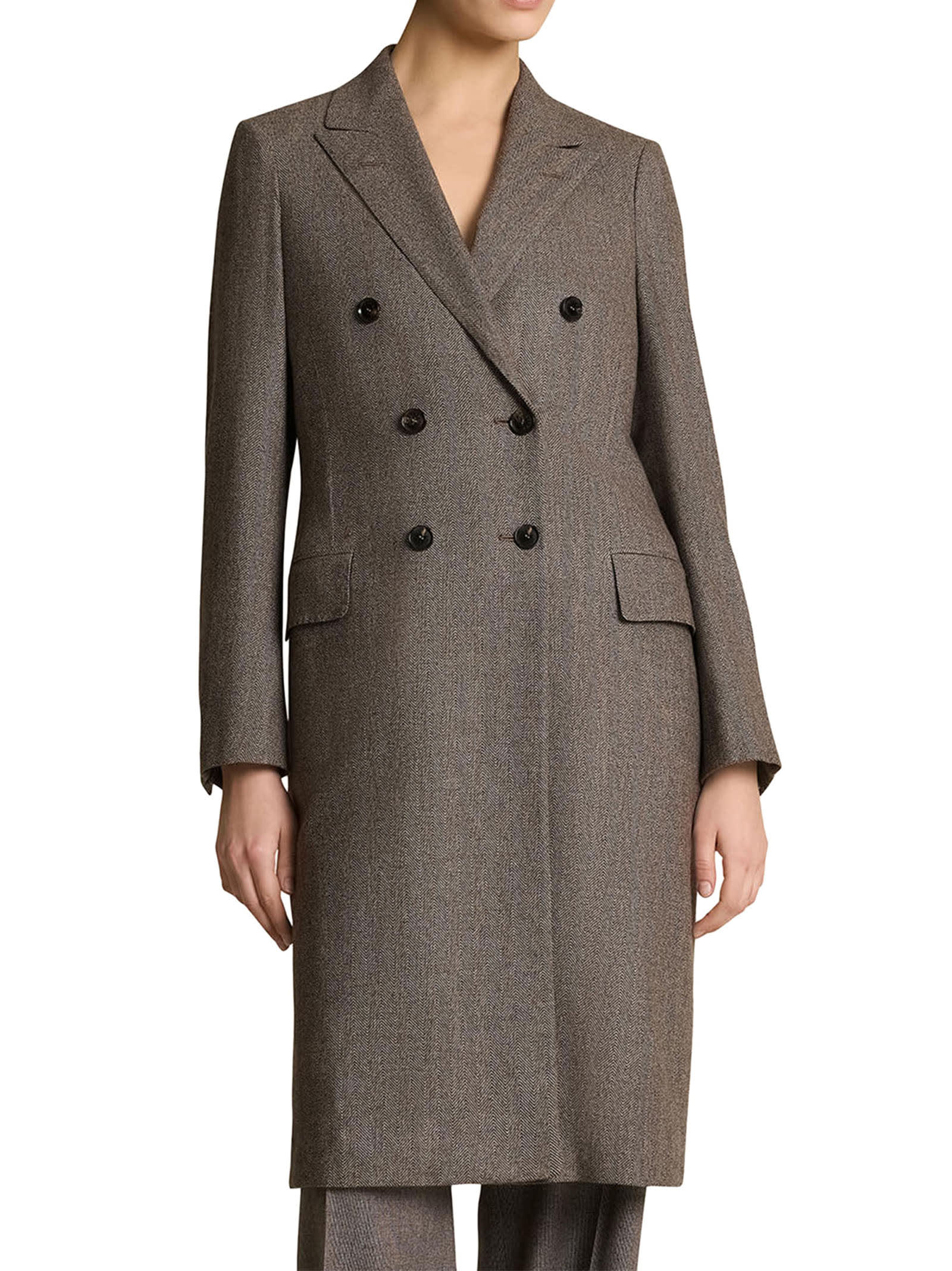 Shop Kiton Coat Virgin Wool In Beige