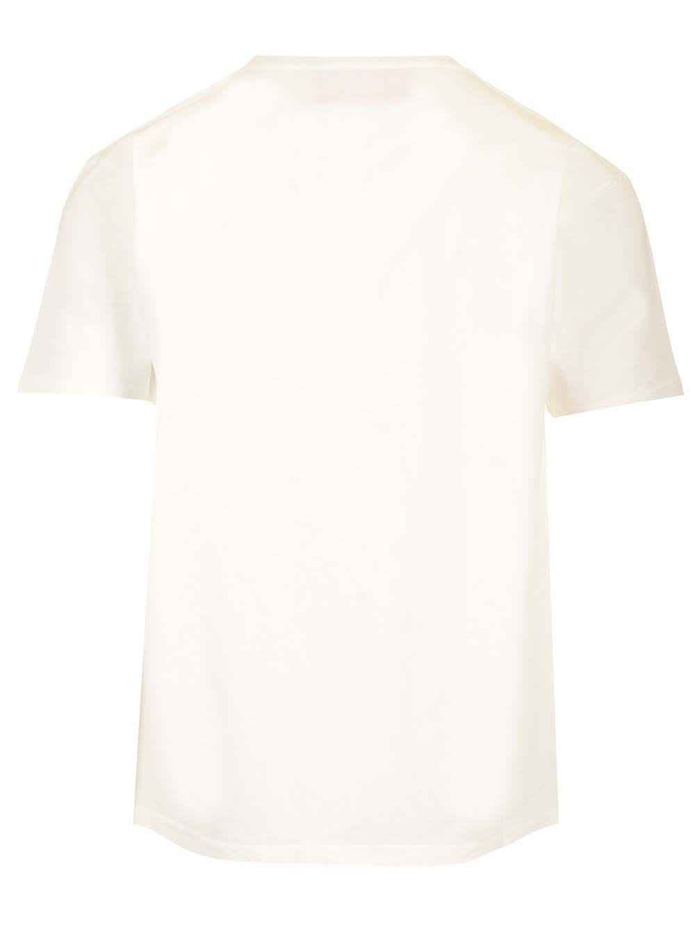 Valentino Cotton Crew Neck T-shirt With Graphic Print In Ivory