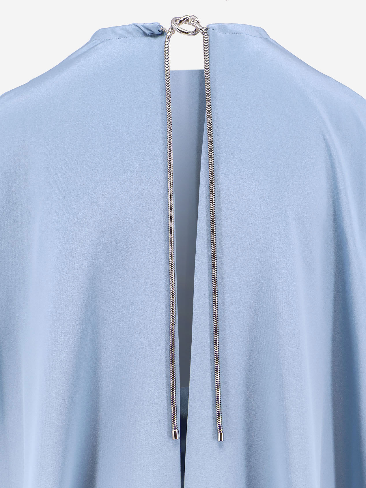 Max Mara Pianoforte Women Managua Pure Silk Crepe De Chine Dress With Cape In Light Blue