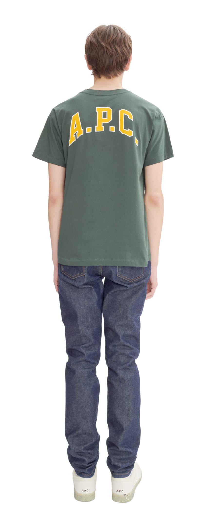 Apc Logo-print T-shirt In Kaf Vert Fonce